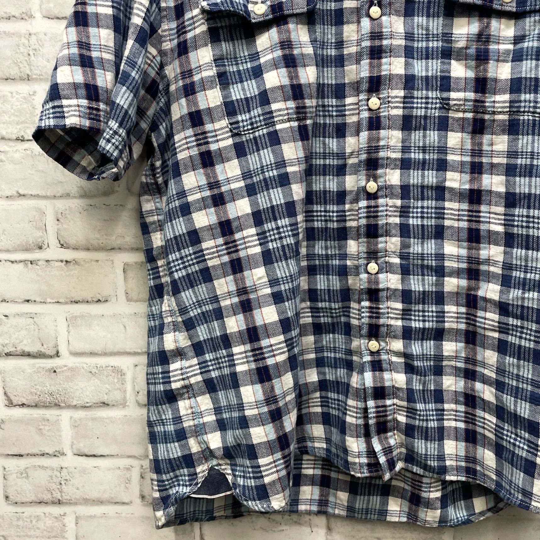Tommy Bahama Tommy Bahama Blue Plaid Short Sleeve Button-Up Shirt Mens L Size US L / EU 52-54 / 3 - 3 Thumbnail