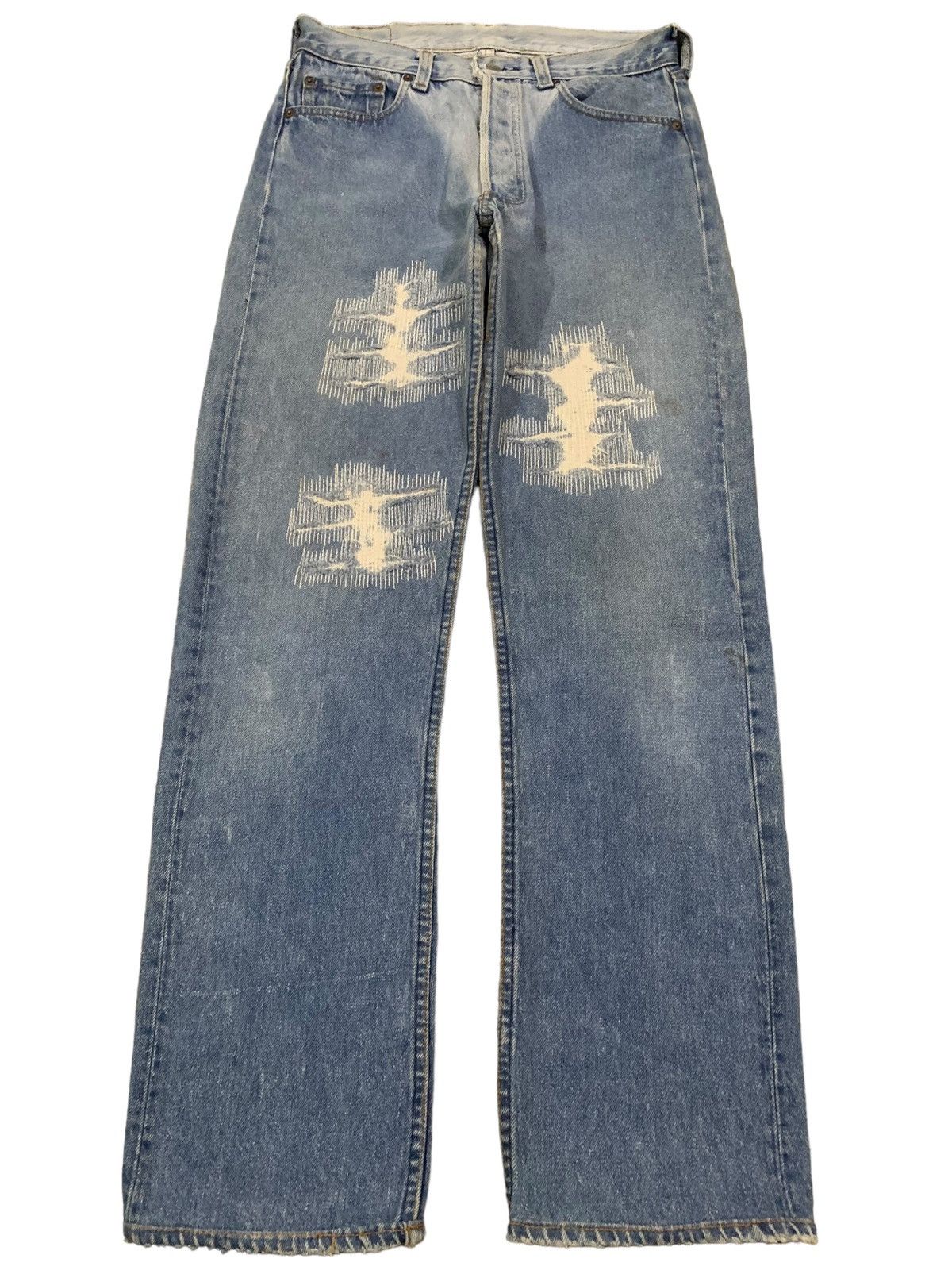 Levi's Vintage 80s Levis 501 Repaired Distressed Jeans Size 30x30 Size US 30 / EU 46 - 1 Thumbnail