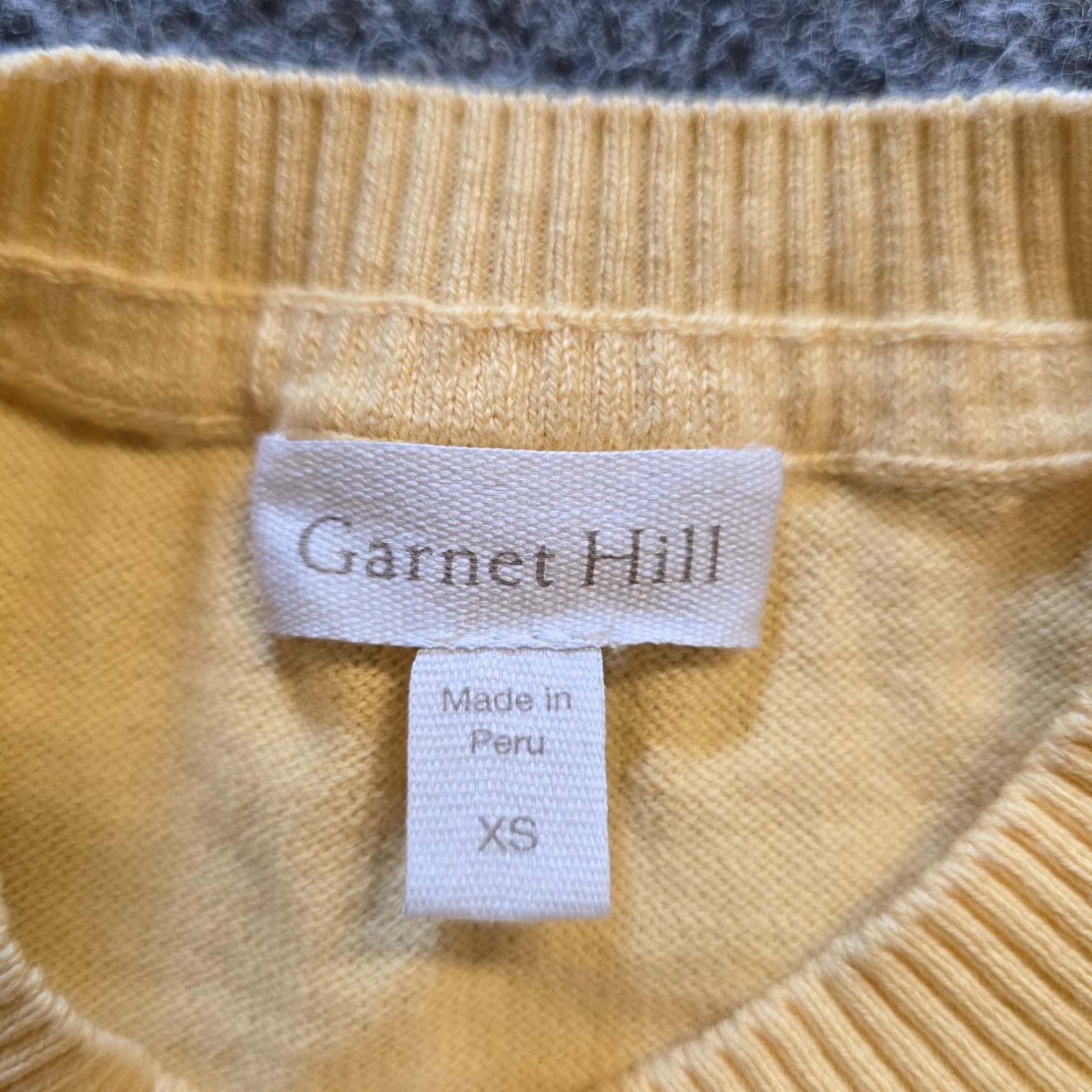 Vintage Garnet Hill Sweater Womens XS Yellow Pima Cotton Knit Long Sleeve Casual Pullover Crew Neck Size XS / US 0-2 / IT 36-38 - 4 Thumbnail