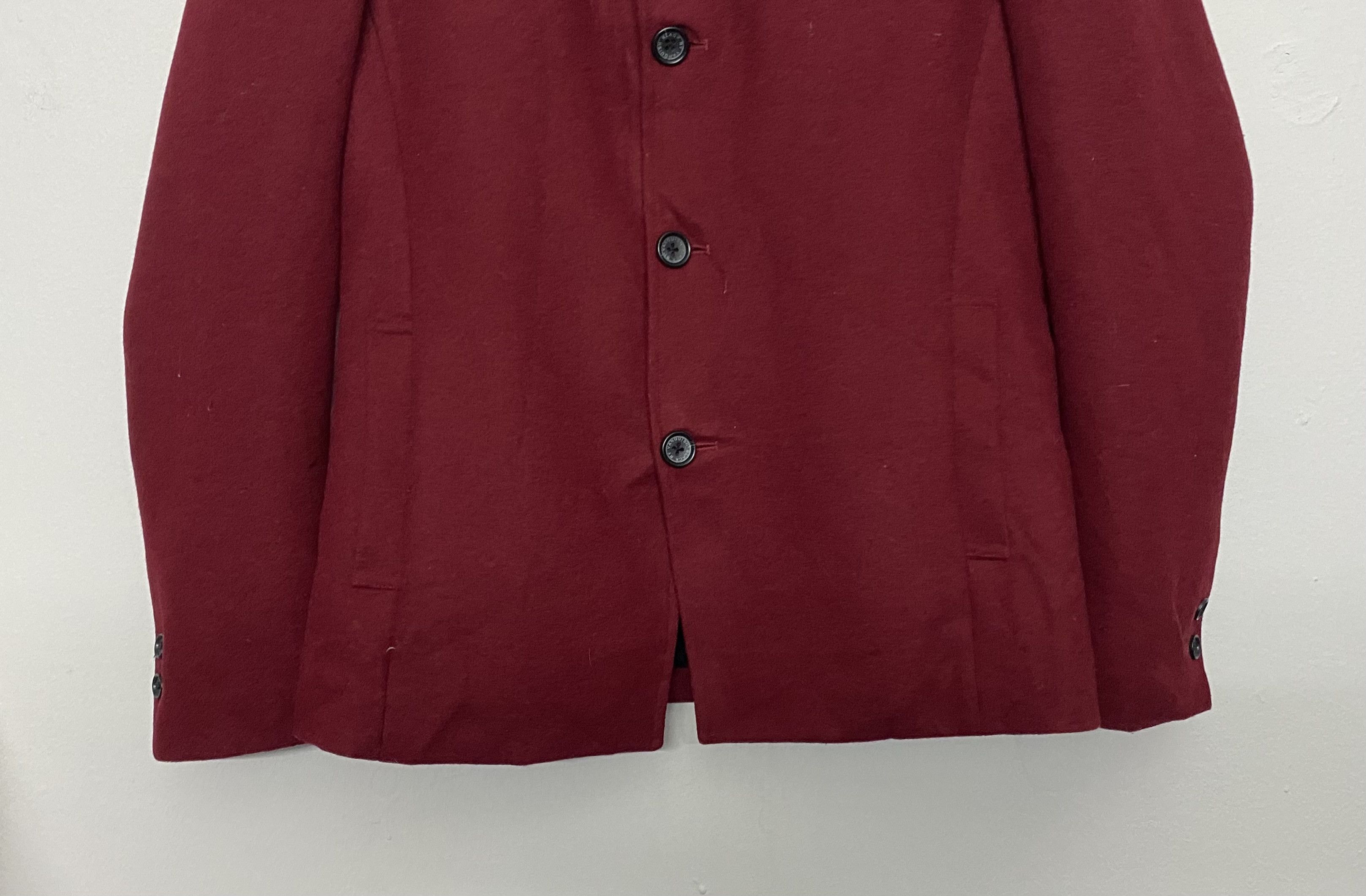 Vanquish Black by VANQUISH Burgundy Wool Blend Peacoat Jacket Size US S / EU 44-46 / 1 - 4 Thumbnail