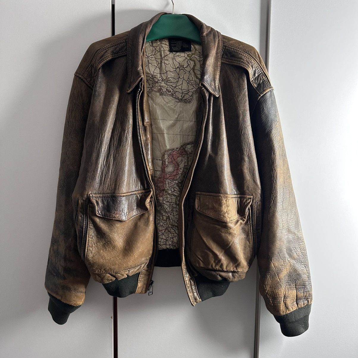 80s vintage A-2 real leather bomber jkt 80s vtg A-2 real leather