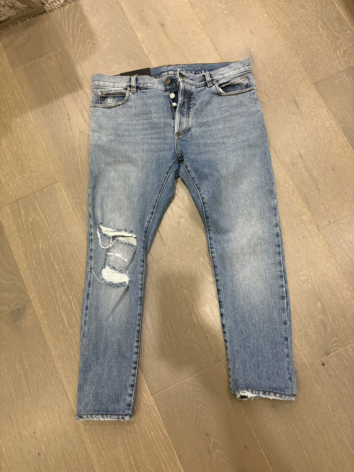Balmain Balmain Light Blue Distressed Jeans Size US 34 / EU 50 - 1 Thumbnail