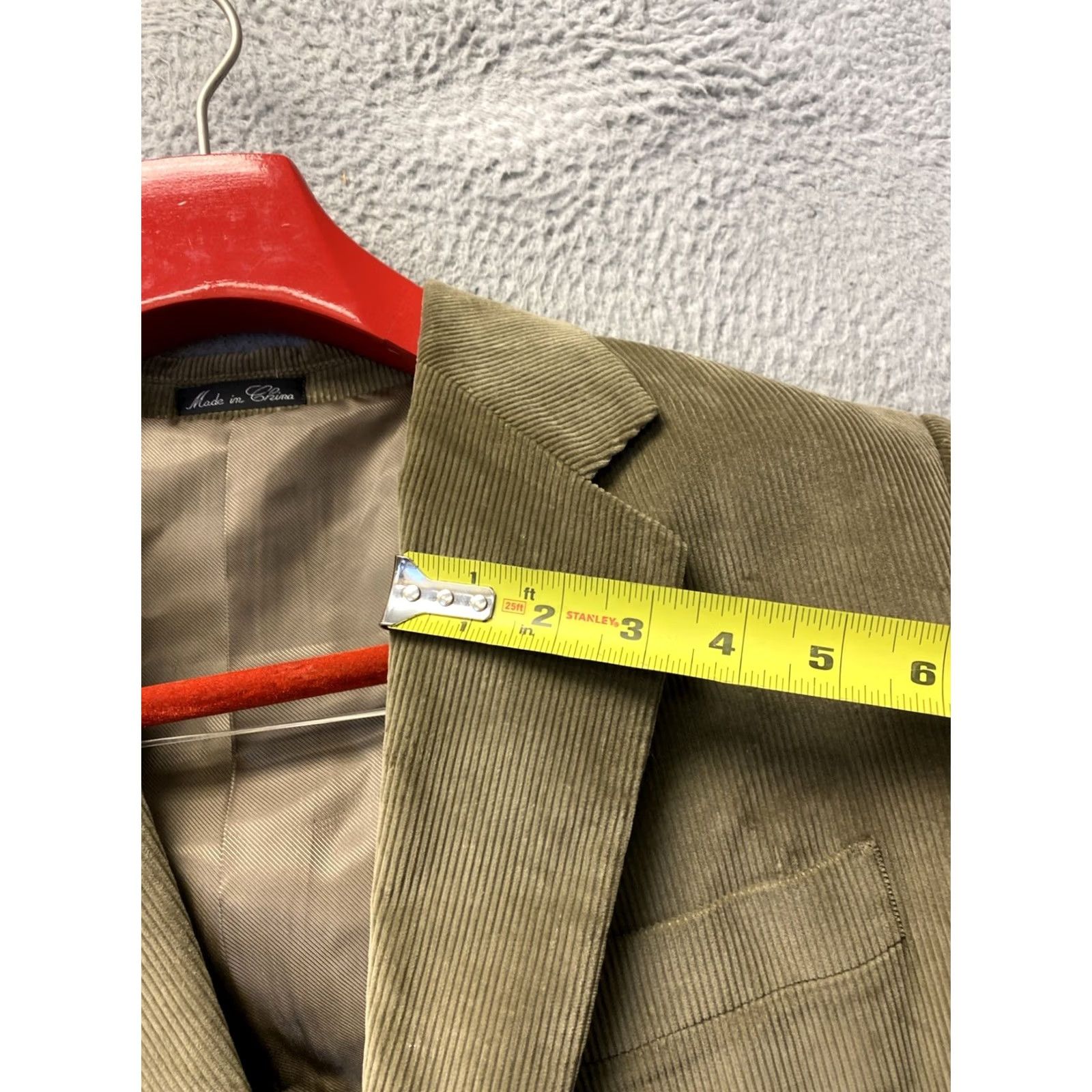 Vintage Alan Flusser Blazer Jacket Men 42L Corduroy Military Green Notch Lapel 2-Button Single-Breasted Regular Fit Vintage? No Size 42R - 7 Thumbnail