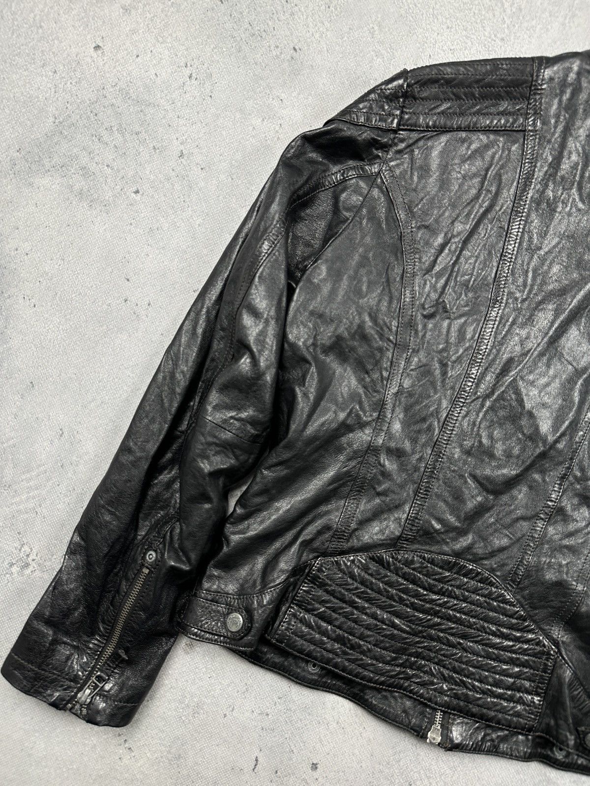 Leather Gipsy Archive Y2K Black Leather Moto Biker Jacket Womens 90s Size M / US 6-8 / IT 42-44 - 10 Thumbnail