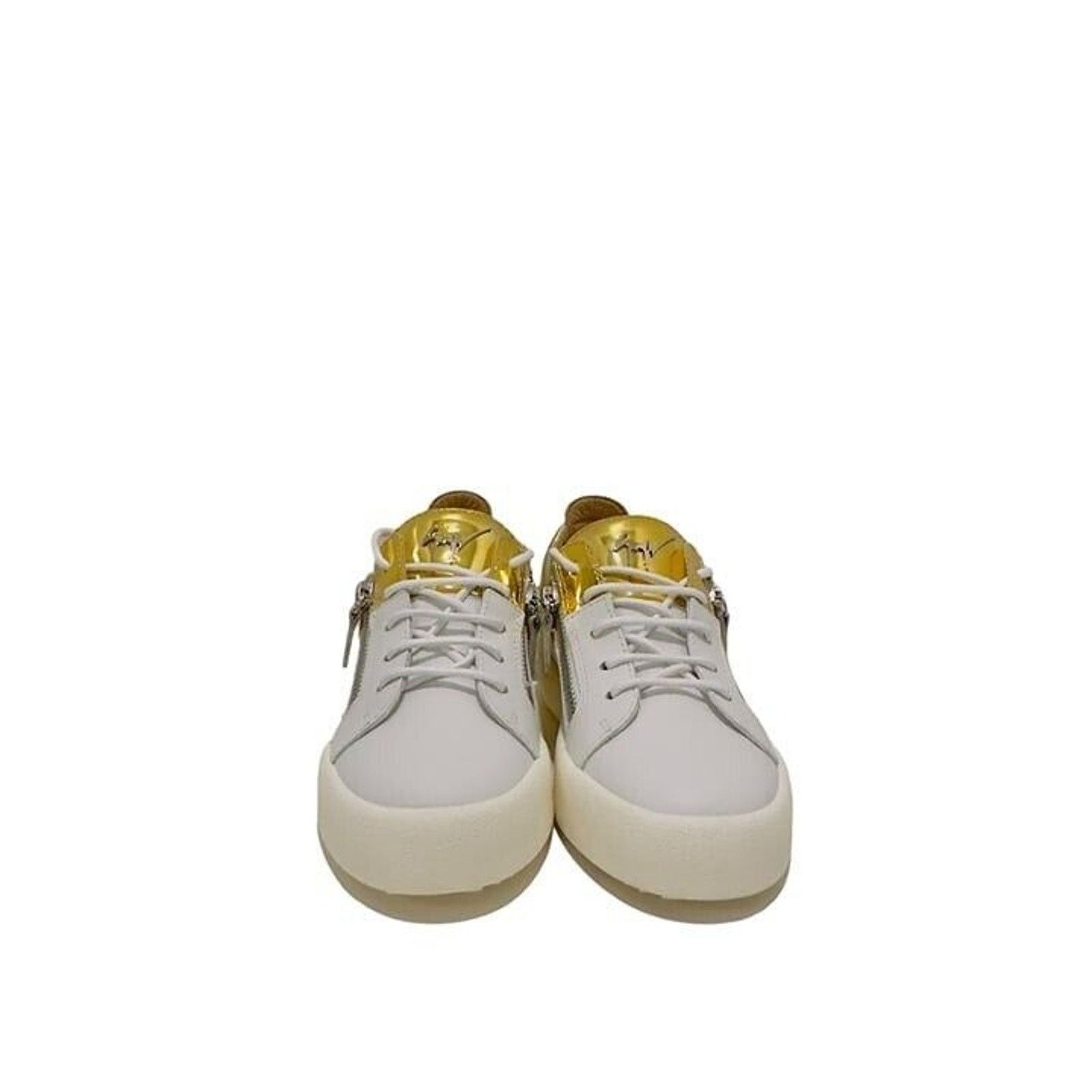 Giuseppe Zanotti Giuseppe Zanotti White Gold Double Zip Low Top Sneakers Size US 11 / IT 41 - 5 Thumbnail