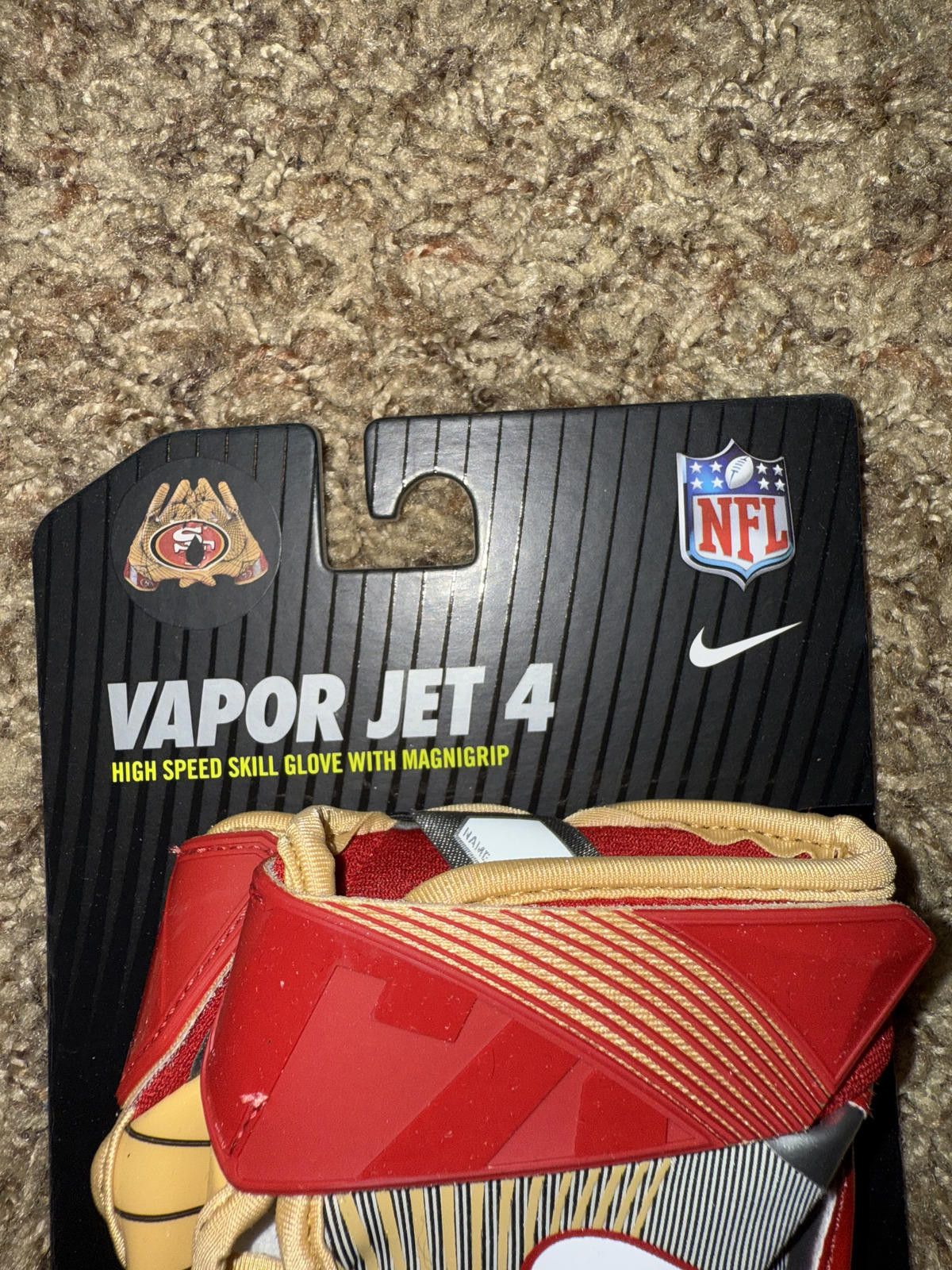 Nike Nike Vapor Jet 4 San Francisco 49ers NFL Football Gloves Size ONE SIZE - 4 Thumbnail