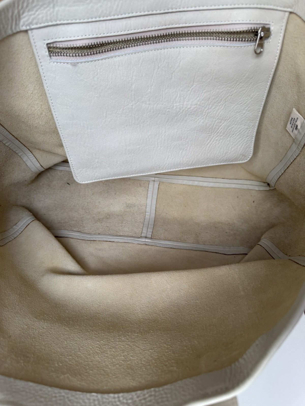 Baggu Baggu Tote Bag Ivory Natural Milled Leather Double Handle Size ONE SIZE - 9 Thumbnail