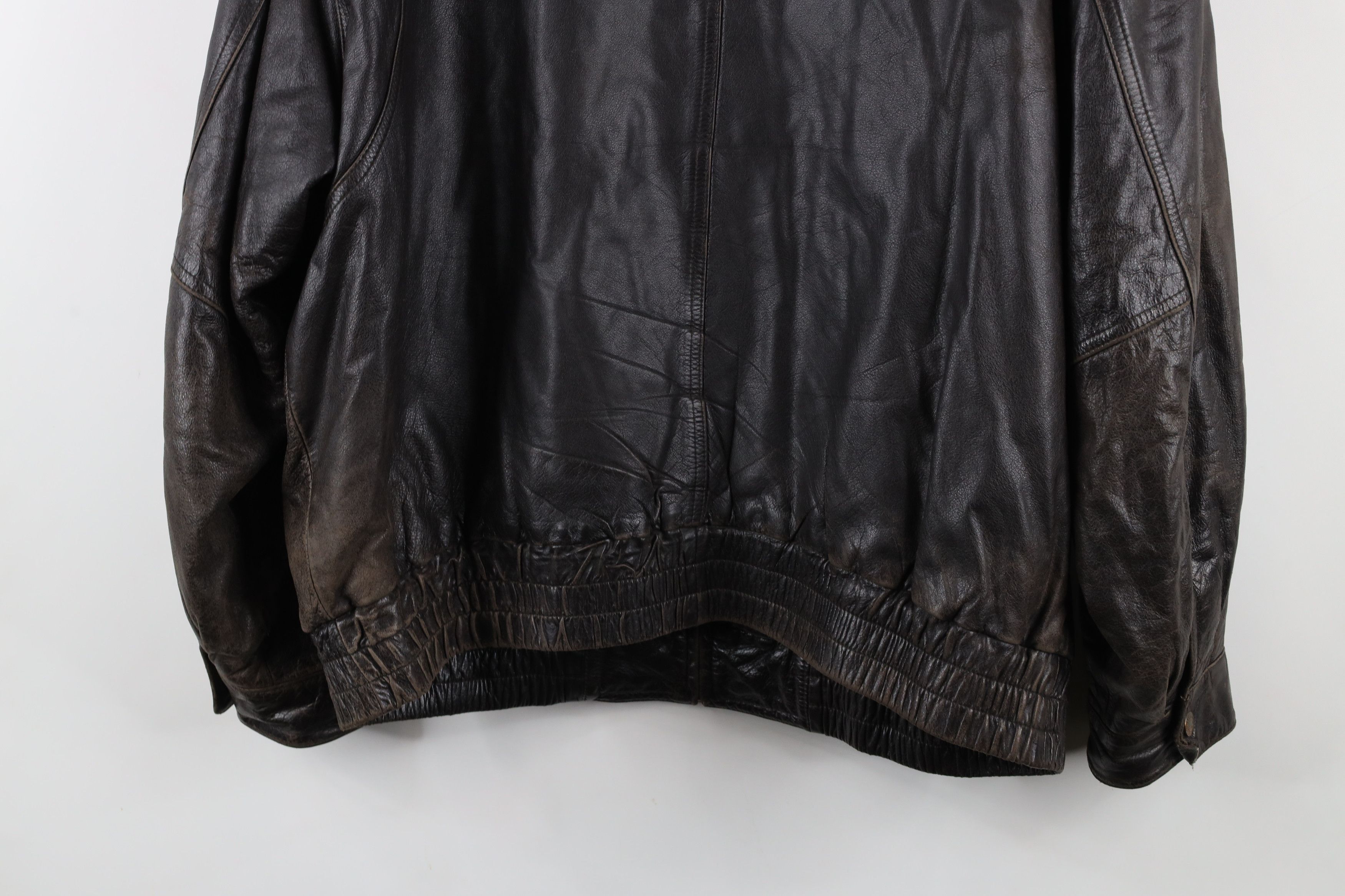 Vintage Vintage 90s Streetwear Leather Flight Bomber Jacket Brown Size US L / EU 52-54 / 3 - 16 Thumbnail