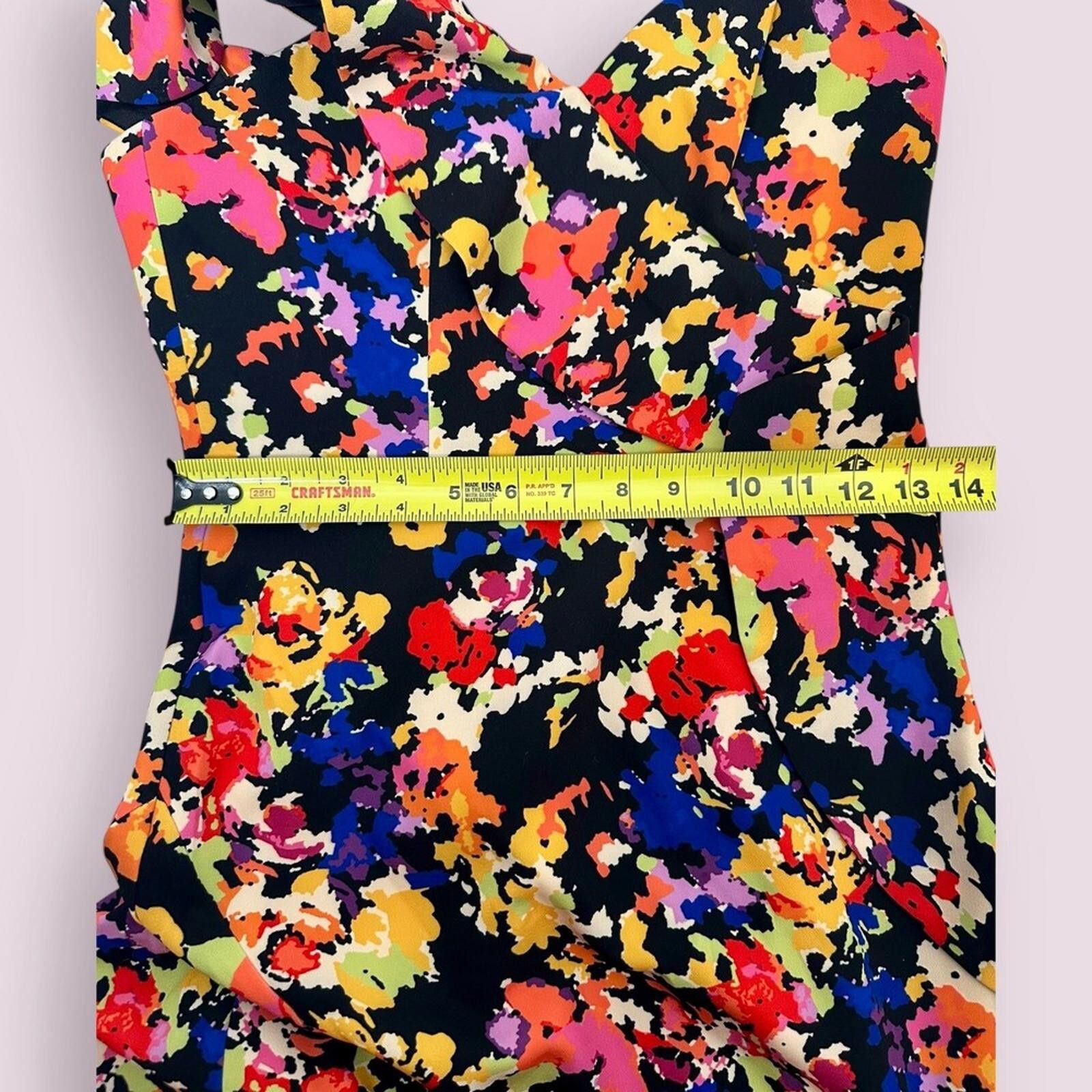 Designer Aidan Mattox Floral Print Cocktail Dress Size XS / US 0-2 / IT 36-38 - 7 Thumbnail