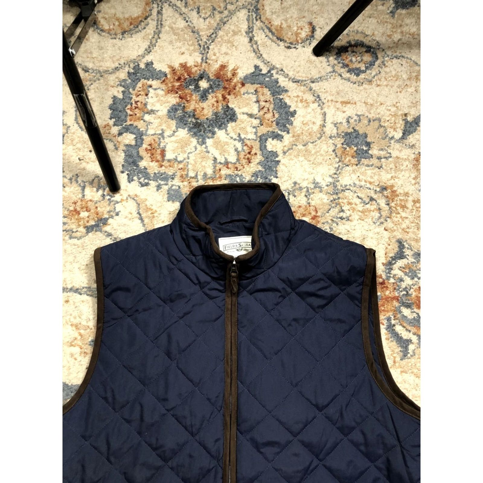 Vintage Field & Stream Vest Mens M Navy Quilted Full Zip Insulated Hiking Outdoor Regular Polyester Size US M / EU 48-50 / 2 - 2 Thumbnail