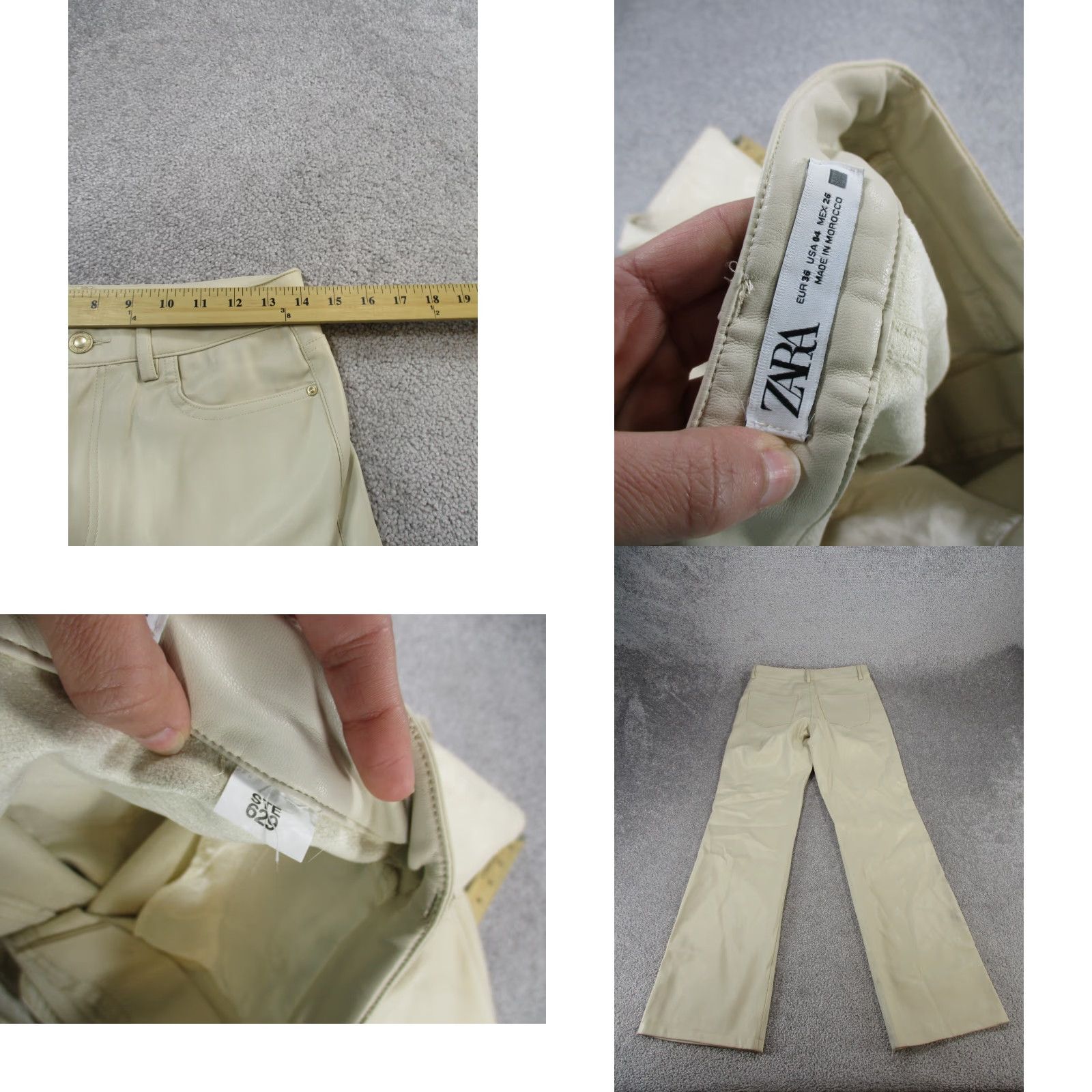 Zara ZARA Women's Dress Pants Size 4 Beige Faux Leather Straight Leg Size 27" / US 4 / IT 40 - 8 Thumbnail