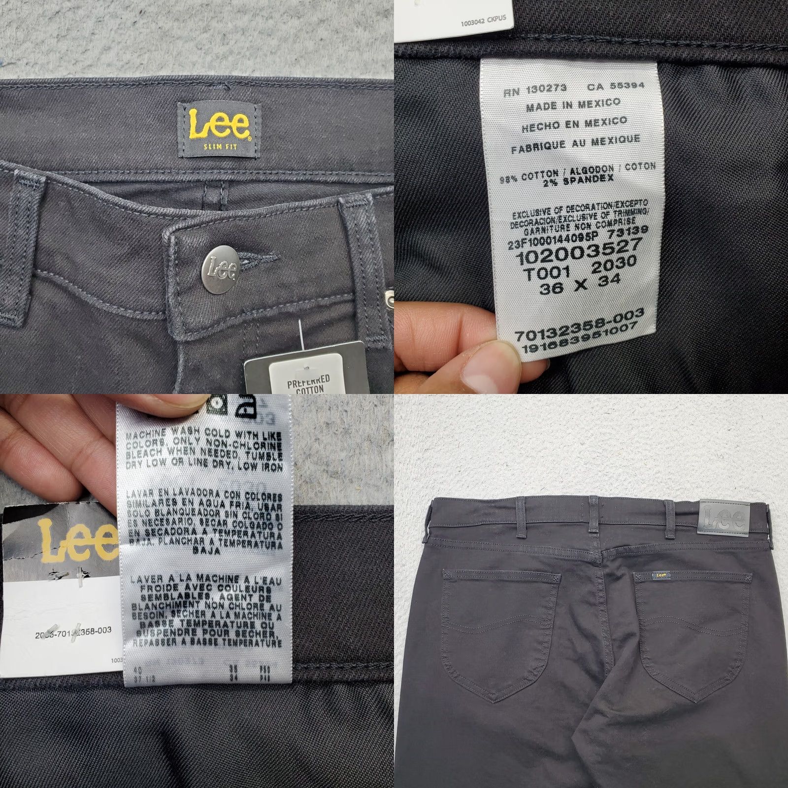 Lee Lee Mens Jeans Slim Straight Black Denim Stretch 36x34 Lee Legendary Jeans Mens 36x34 Black Denim Stretch Ankle Slit Slim Straight Leg Size US 36 / EU 52 - 8 Thumbnail