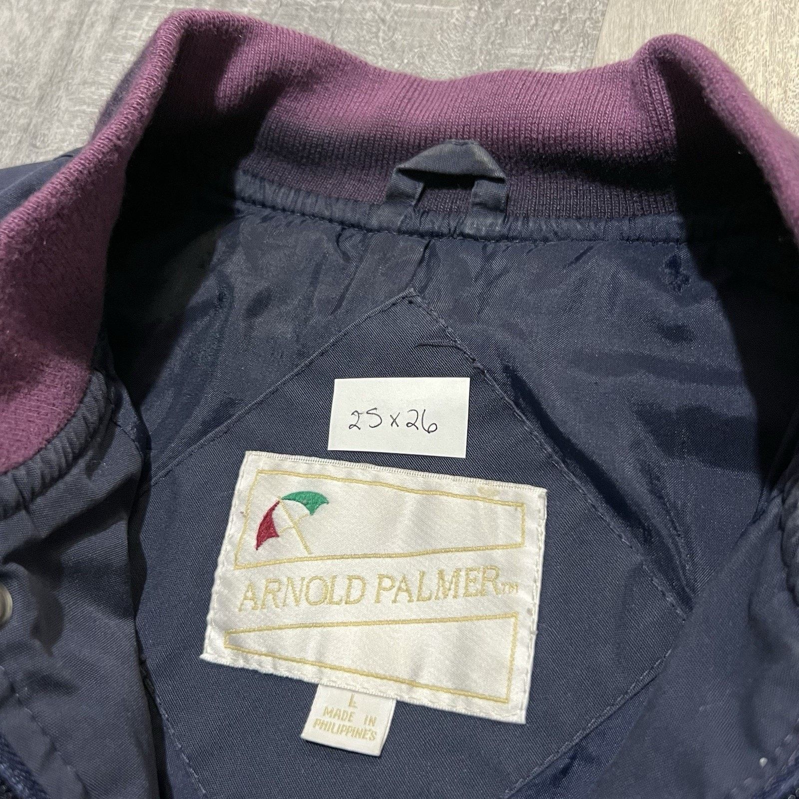 Vintage VTG Arnold Palmer Bomber Jacket Navy Bi-Swing Golfing Preppy Size US L / EU 52-54 / 3 - 4 Thumbnail