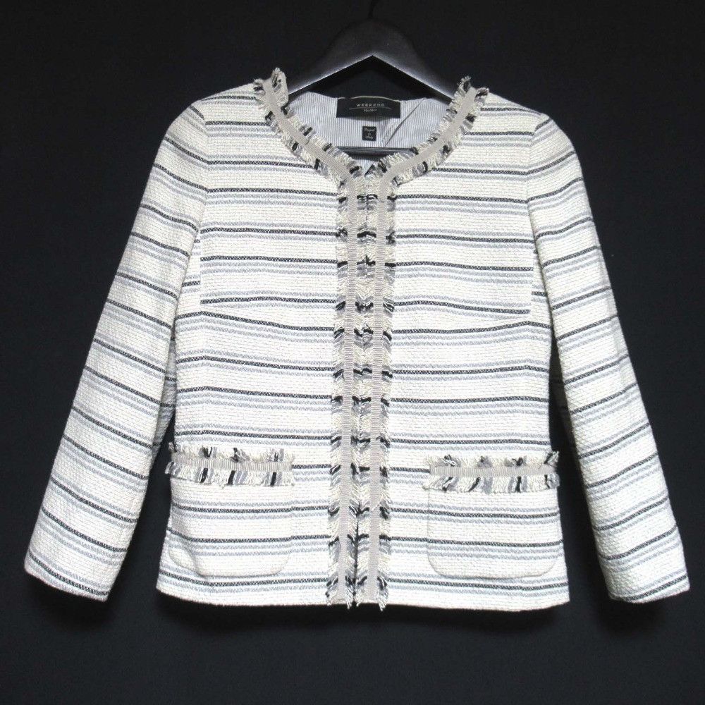 Max Mara MaxMara Max Mara Weekend Lame Tweed Collarless Jacket Textile Outerwear DUTY FREE for USA Size ONE SIZE - 1 Thumbnail
