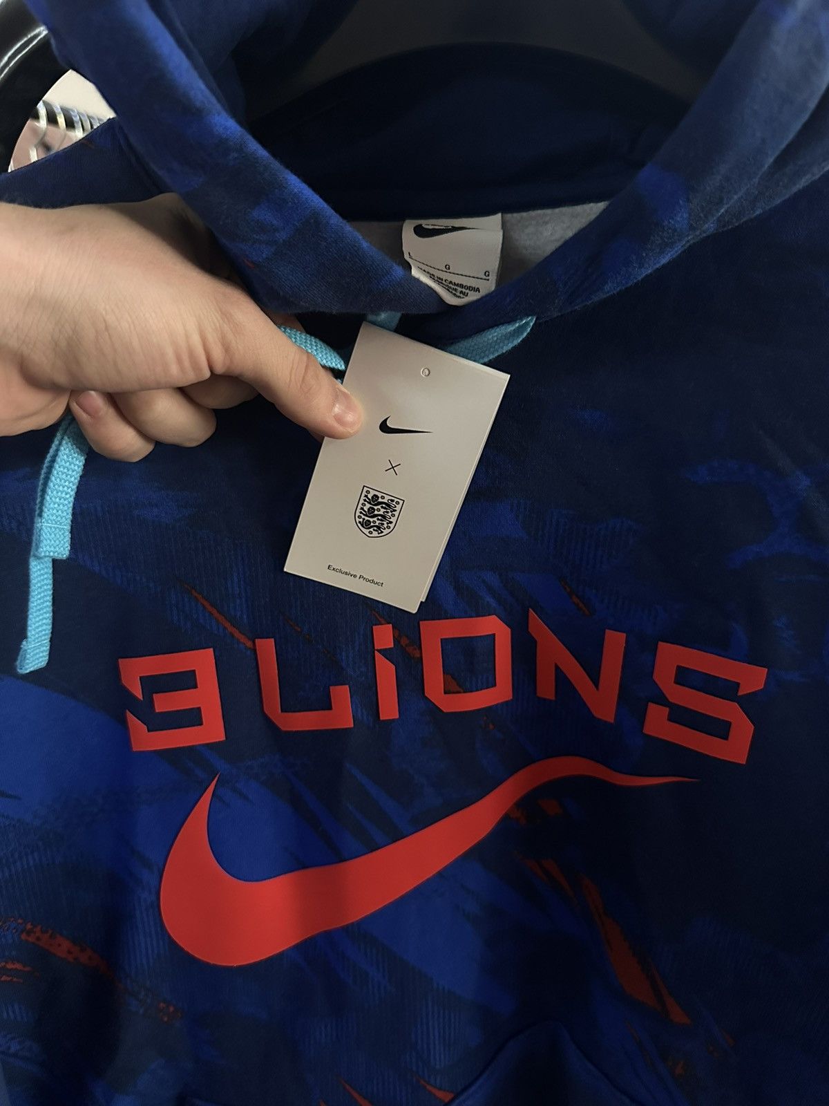 Nike England soccer hoodie size L logo 3 Lions rare Size US L / EU 52-54 / 3 - 2 Thumbnail