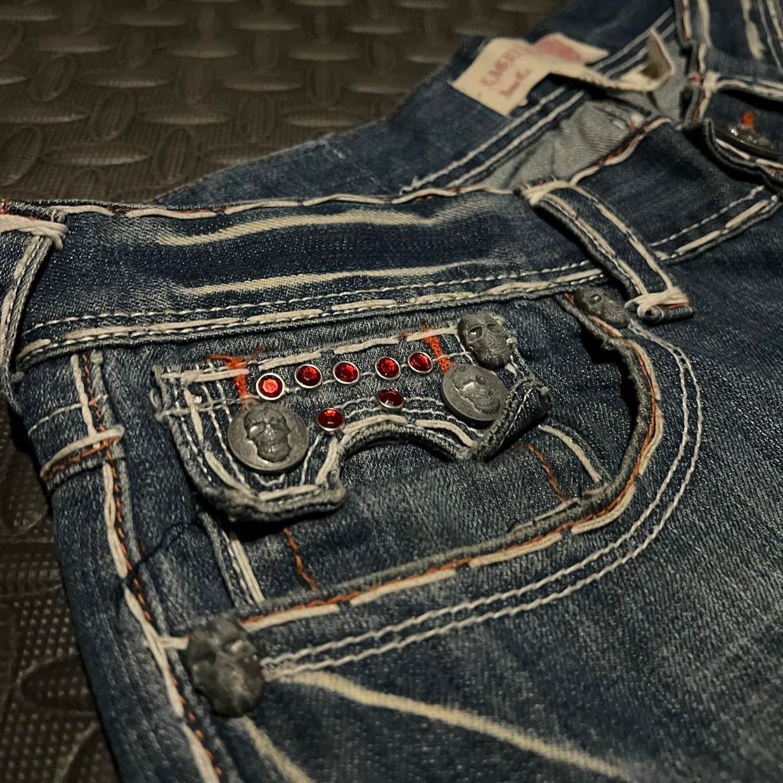 Other Baggy Vintage Laguna Beach Swarovski Hand Made Denim Shorts Size US 36 / EU 52 - 4 Thumbnail