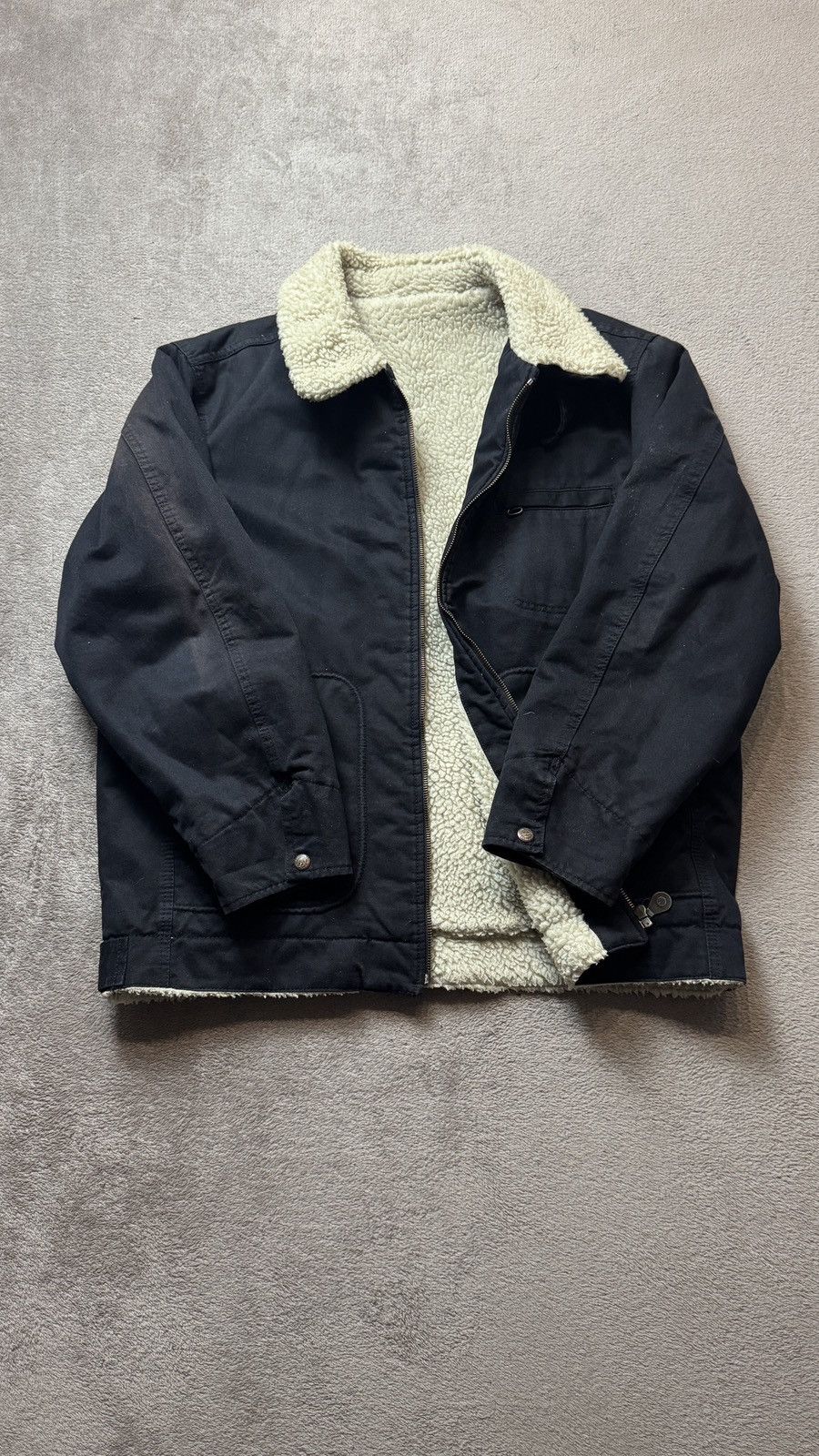 Japanese Brand Vintage Faux Sheepskin Faded Work Jacket carhartt stussy Size US M / EU 48-50 / 2 - 1 Thumbnail