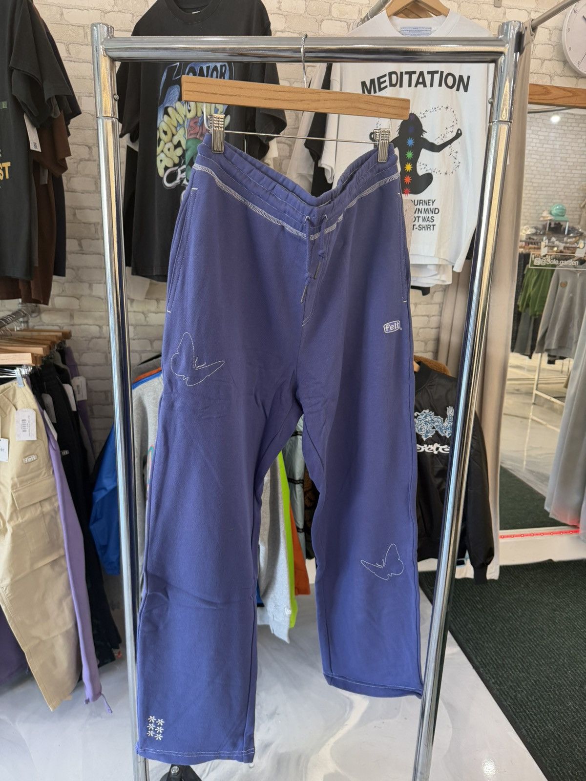 FELT FELT “Contrast Stitched” Mild Purple Sweatpants Size US 30 / EU 46 - 1 Thumbnail