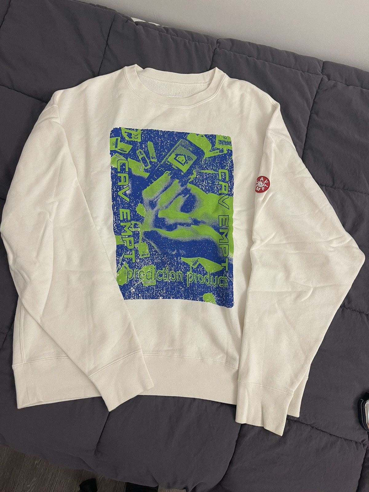 image of Cav Empt Prediction Products Crewneck Sweatshirt in White, Men's (Size Large)