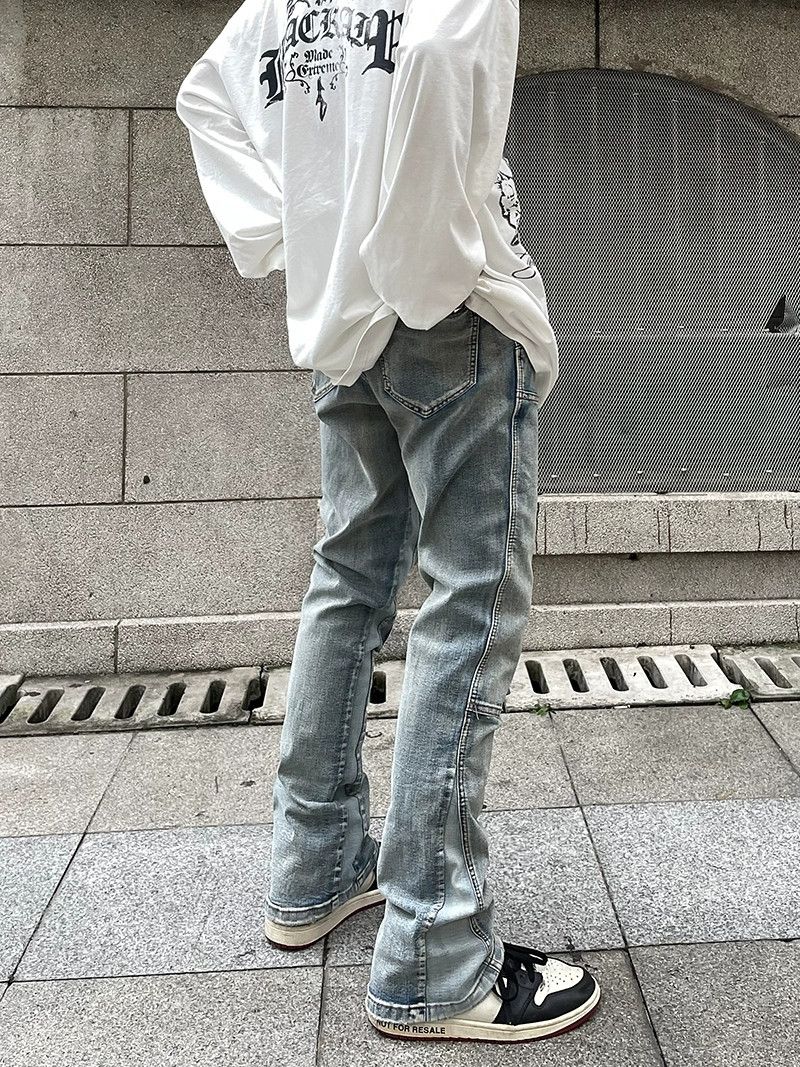 Jean × Vintage washed faded double knee punk flared jeans Size US 30 / EU 46 - 2 Thumbnail