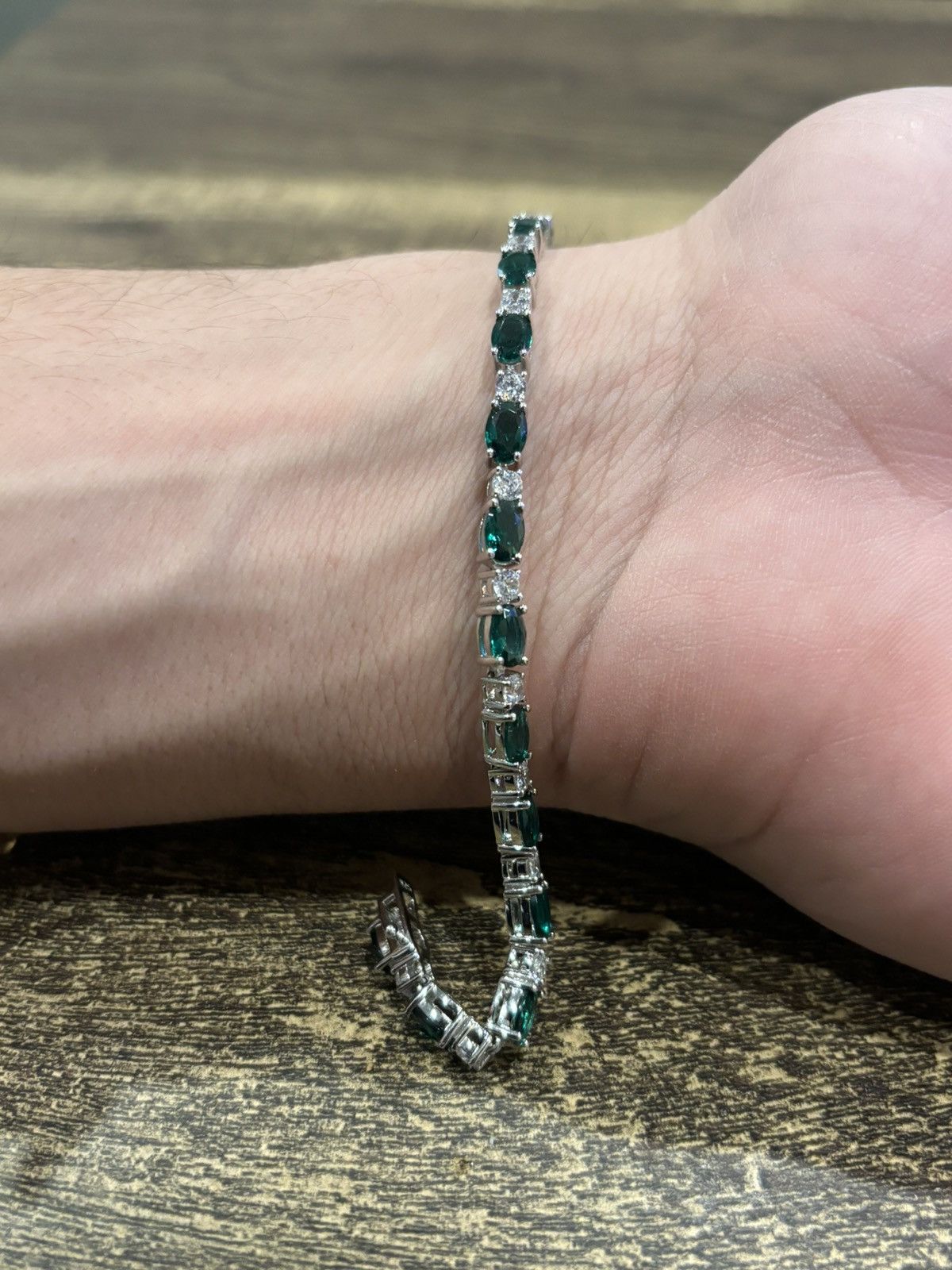 Silver Emerald Bracelet
