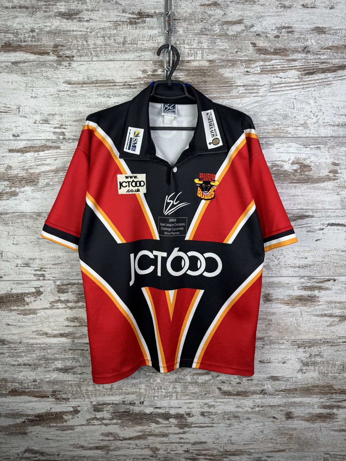 Vintage Bradford Bulls Super League Champions Away Rugby T-Shirt Size US S / EU 44-46 / 1 - 1 Thumbnail