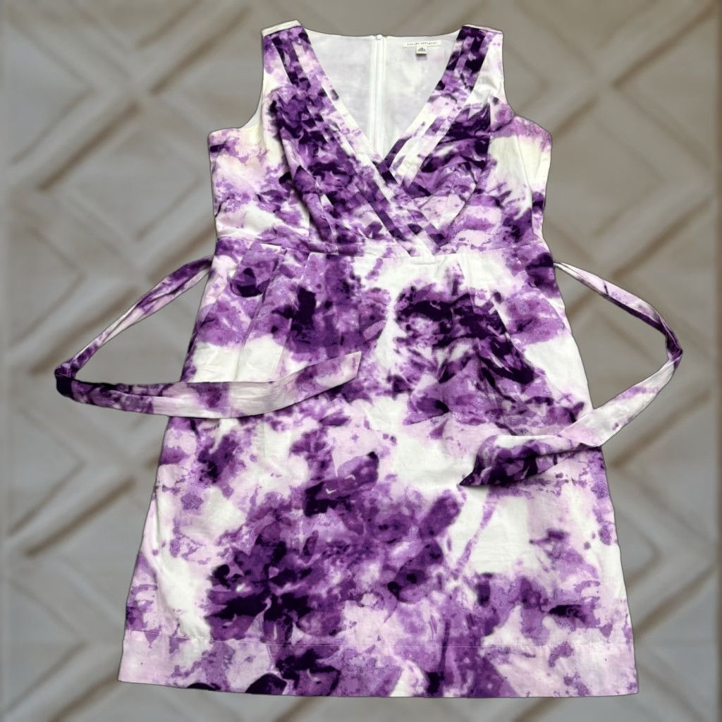Banana Republic Banana Republic Tie-Dye Pleated Midi Dress Womens 14 Purple Sleeveless V-Neck Size XL / US 12-14 / IT 48-50 - 1 Thumbnail