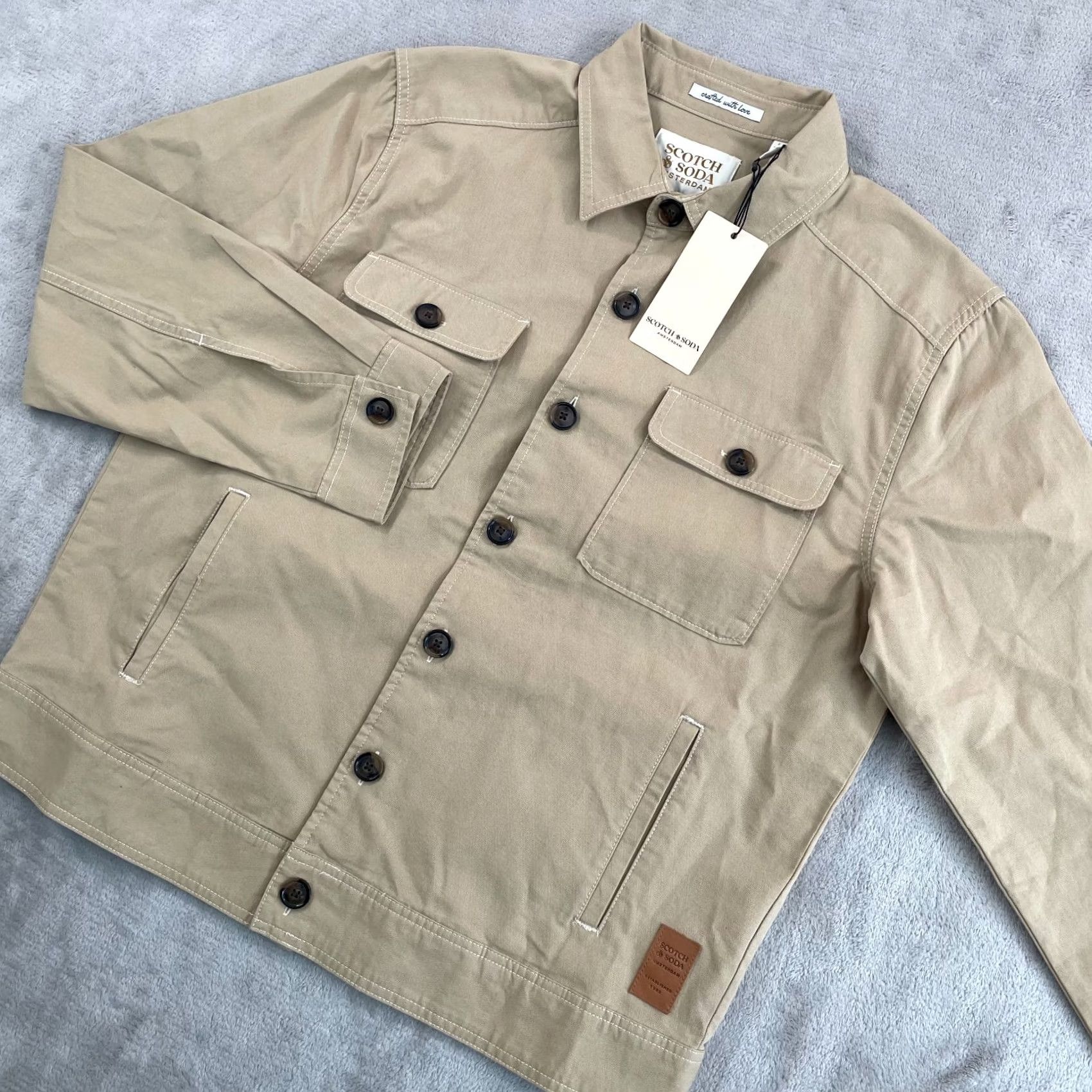 Scotch & Soda Scotch & Soda Canvas Trucker Jacket Men Large Beige Regular Classic Fit NWT Logo Pockets All Seasons Spring Winter Casual Shirt/Jacket Size US L / EU 52-54 / 3 - 4 Thumbnail