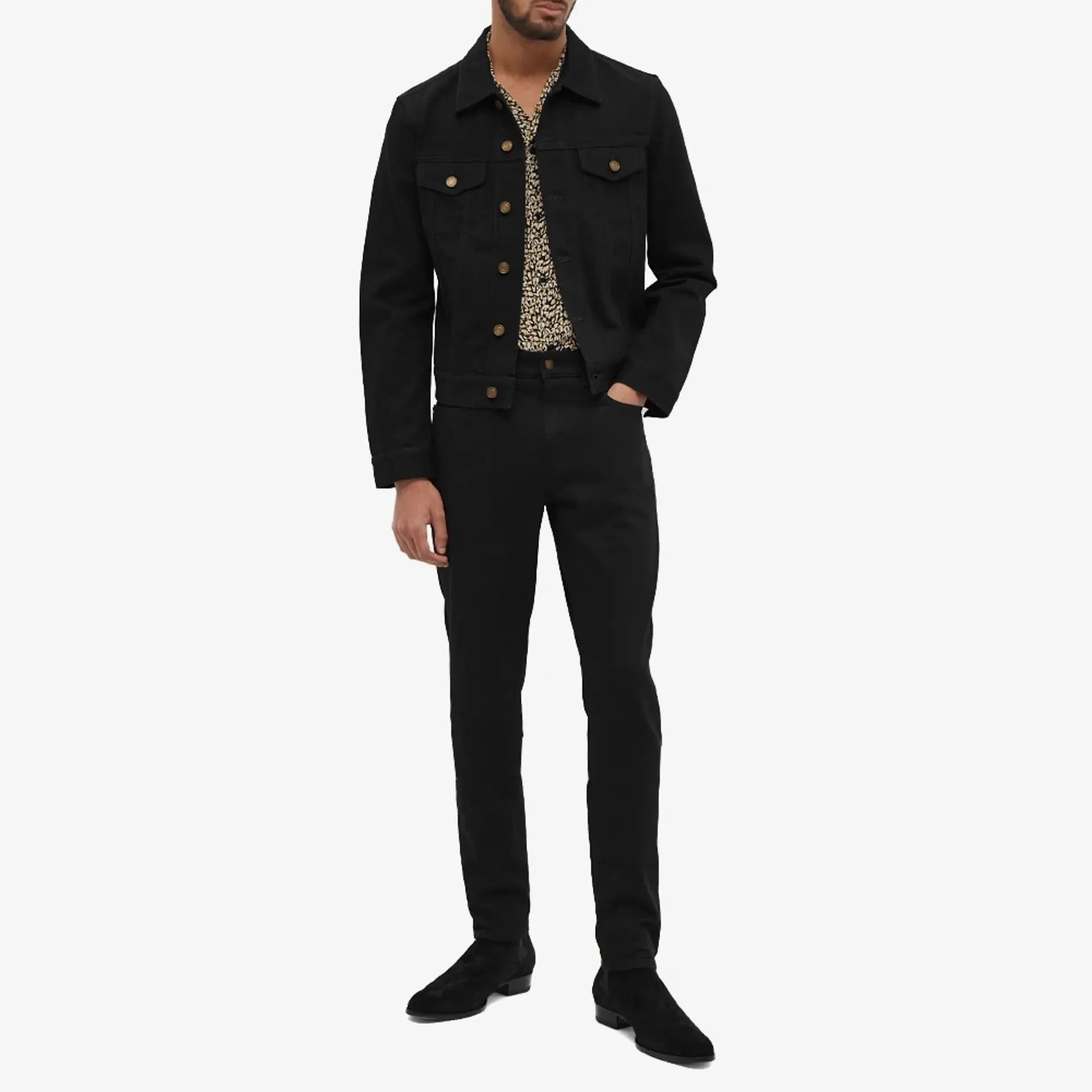 Saint Laurent Paris Black Classic Fitted Denim Trucker Jacket Size US L / EU 52-54 / 3 - 5 Thumbnail