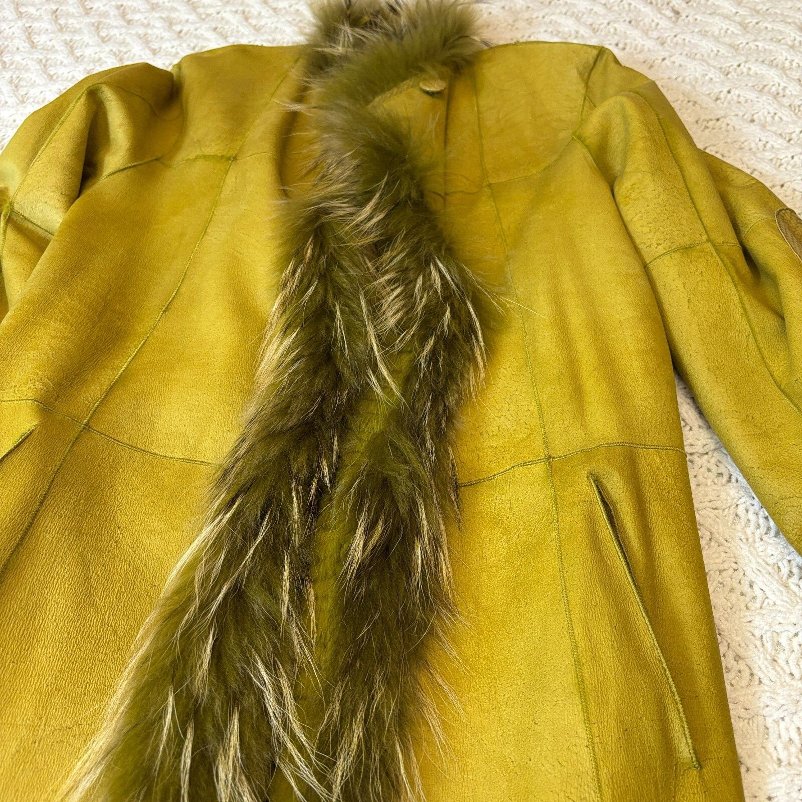 Other Rizal Reversible Fur Coat Olive Green 100% Rabbit Fox Fur & Size M / US 6-8 / IT 42-44 - 8 Thumbnail