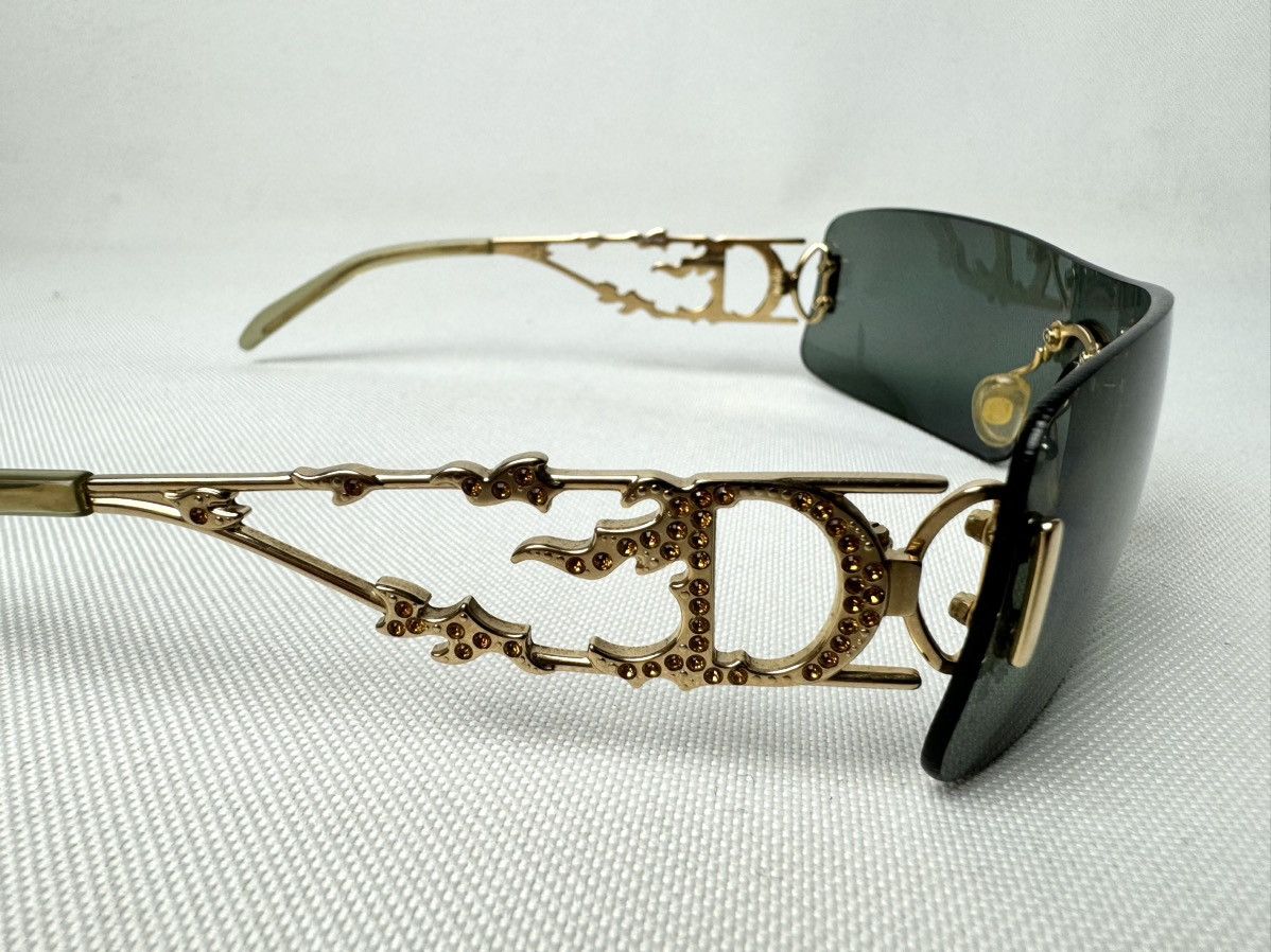 Dior Dior FIRE 40A0J Gold Plated Rhinestone Shield Sunglasses Size ONE SIZE - 3 Thumbnail