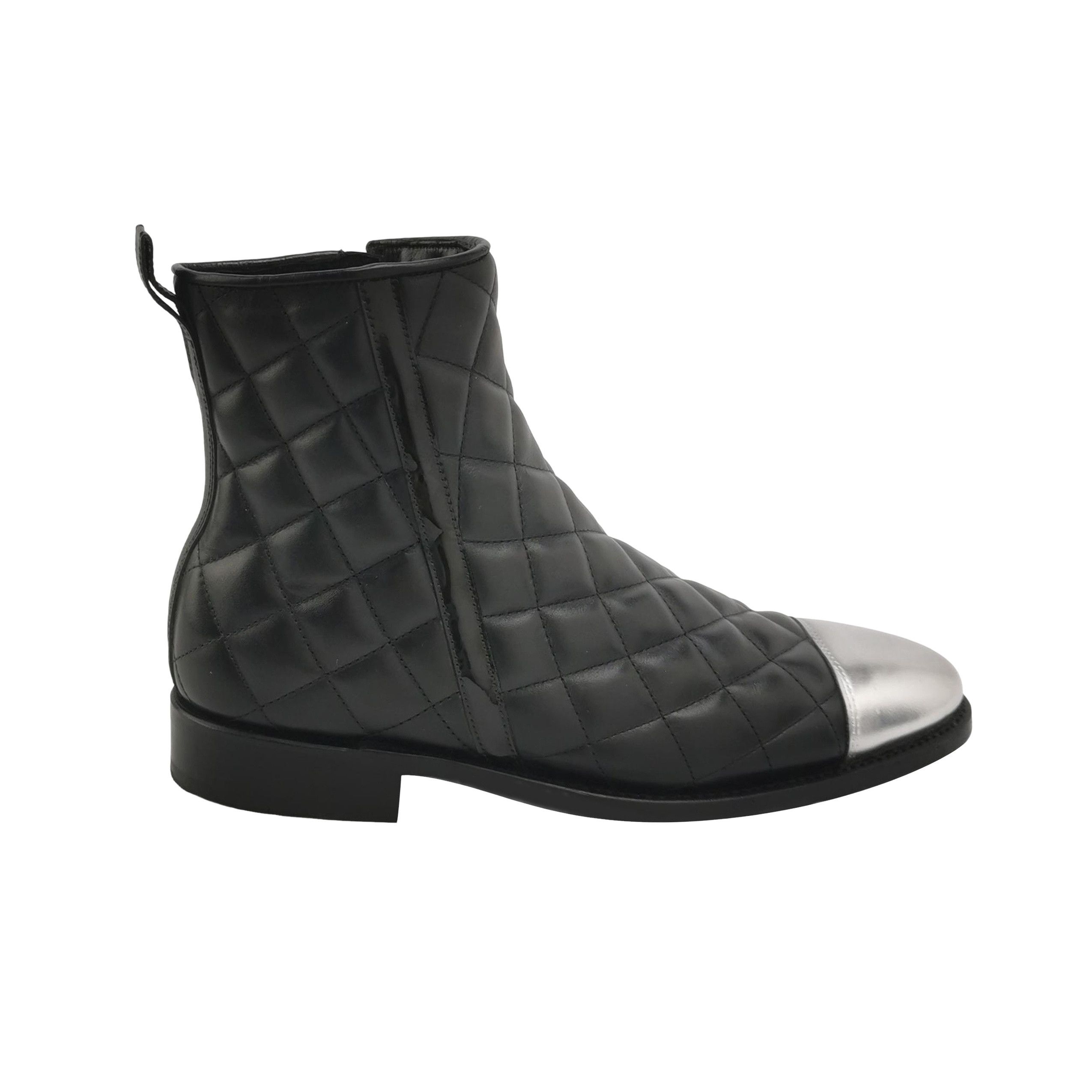 Balmain Balmain Quilted Silver Toe Leather Boots 40 Size US 7 / EU 40 - 1 Thumbnail