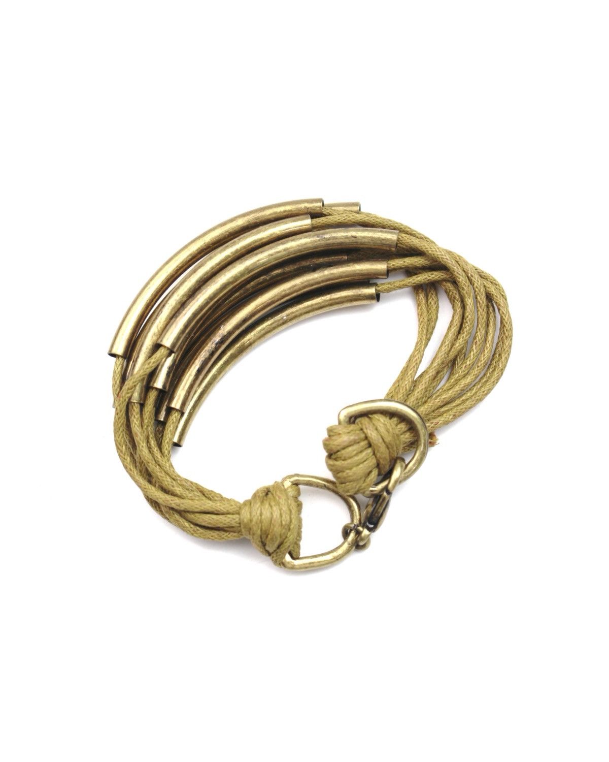 Vintage 2000S JAPANESE MADE BRASS TUBE CORD BRACELET Size ONE SIZE - 1 Thumbnail
