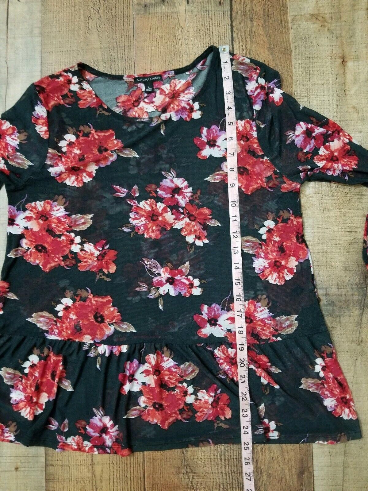 Acne Studios Signature Studio Top Large Black Sheer Floral Stretch Bell Size L / US 10 / IT 46 - 6 Thumbnail