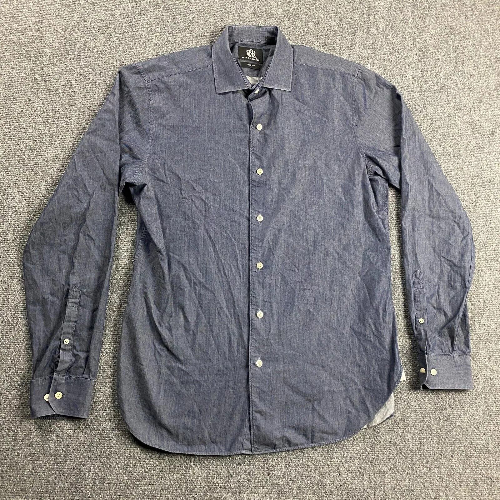Rock & Republic Rock & Republic Shirt Men's 15.5 Slim Fit 34/35 Button Up Size US XXS / EU 40 - 1 Thumbnail