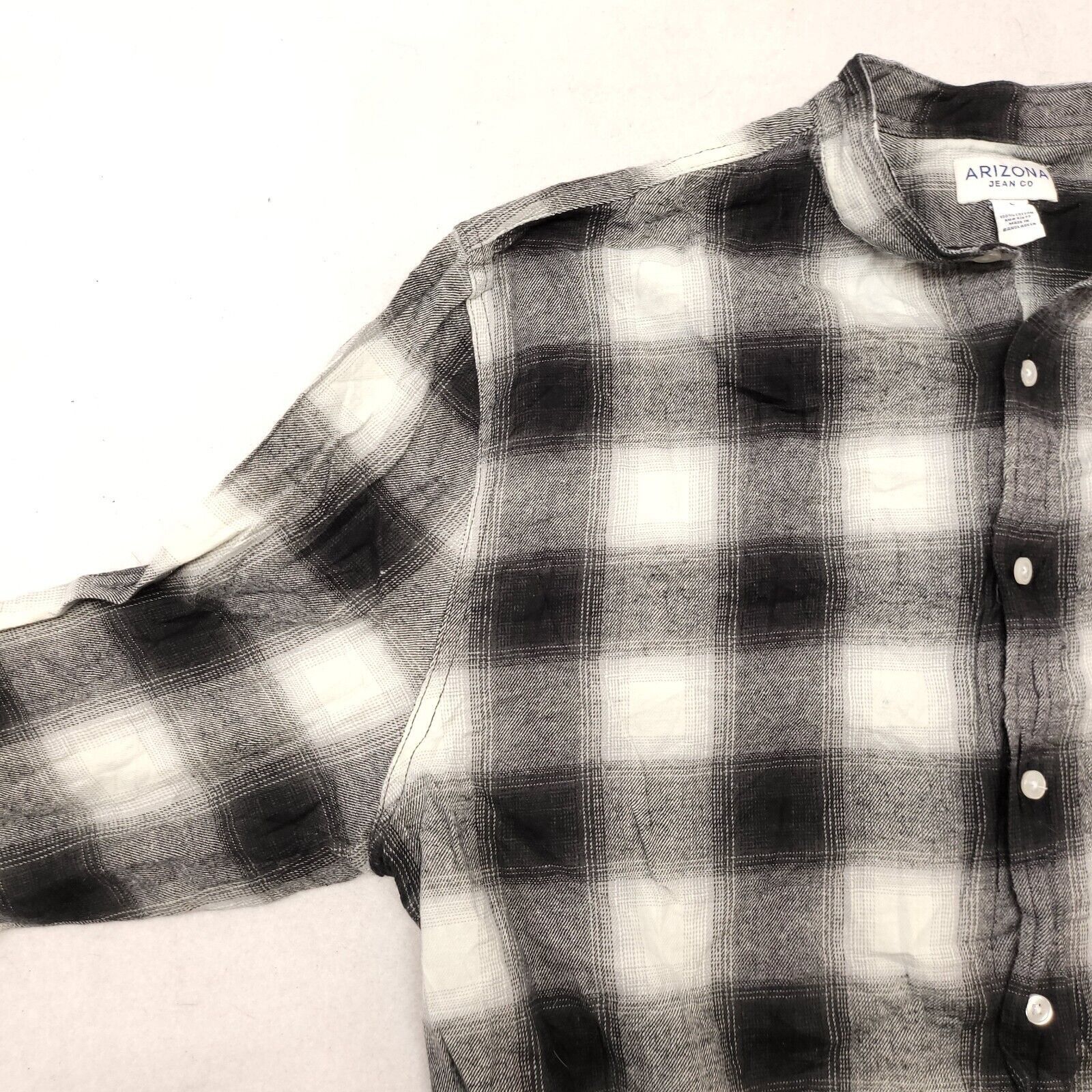 Arizona Jean Co. Arizona Jean Co Tartan Flannel Shirt Mens Size L White Black Size US L / EU 52-54 / 3 - 4 Thumbnail