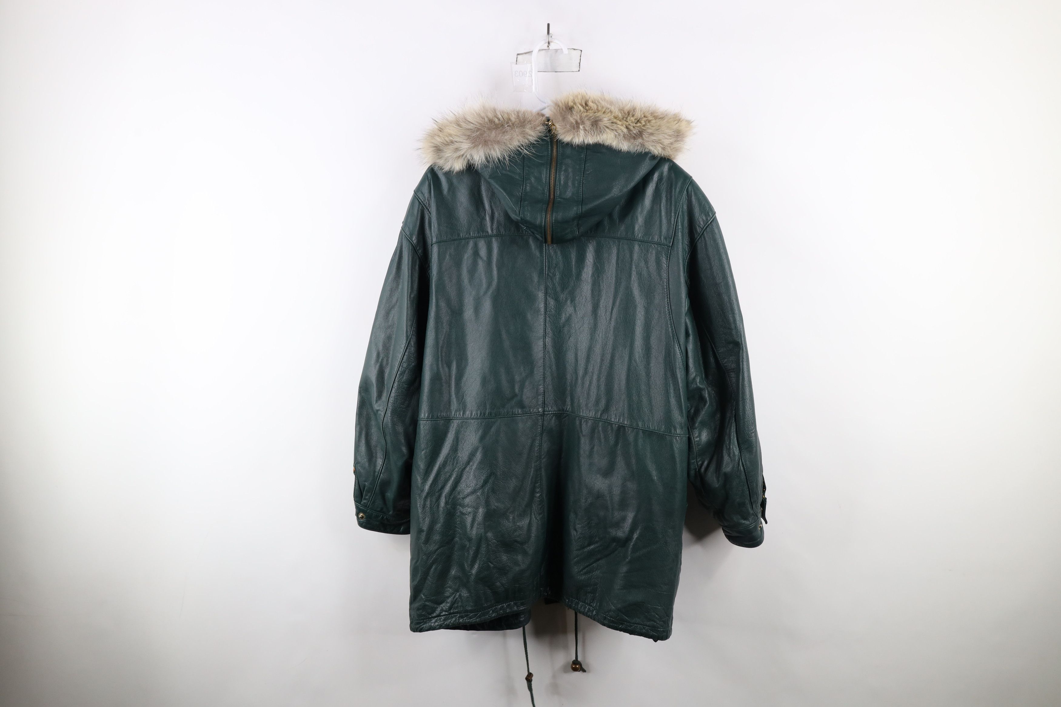 Vintage Vintage 90s Streetwear Fur Trim Hooded Cape Leather Jacket Size M / US 6-8 / IT 42-44 - 12 Thumbnail