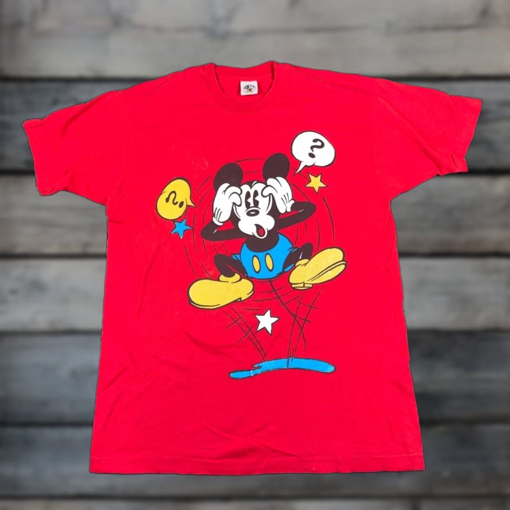 Vintage Mickey Mouse Co. T-Shirt Adult Large / One Size Red 90s Big Print Vintage Disney Shirt Mens Size US L / EU 52-54 / 3 - 1 Thumbnail