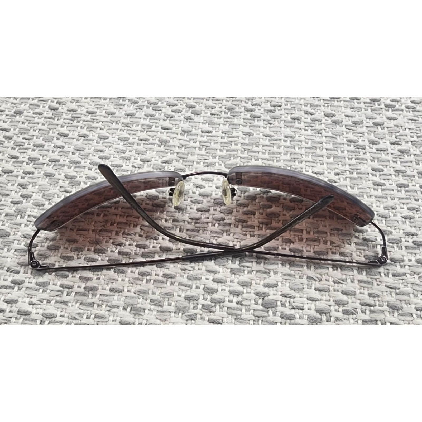 Vintage VINTAGE REVO Sunglasses 3044 Brown Polarized Rimless 56[]17-120 Made in Italy Mens Square Metal Case Included Size ONE SIZE - 5 Thumbnail