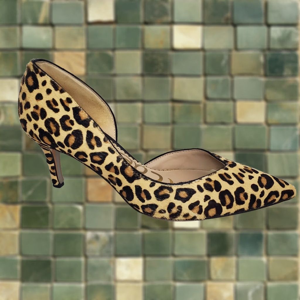 Sam Edelman Sam Edelman Real Calf Hair Leopard Print Kitten Heels Womens Size 5 Brown Pointed Toe Slip On D'Orsay 90s Clubwear Office Siren Womens Size US 5 / IT 35 - 1 Thumbnail