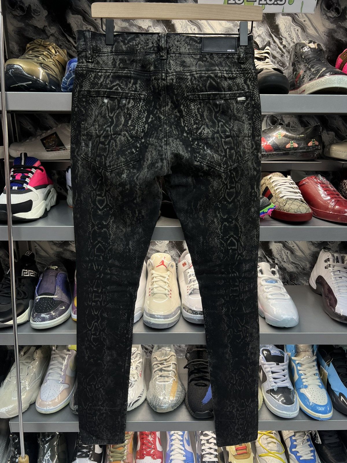 Amiri Amiri Skinny Fit Distressed Snake Print Jeans Size US 29 - 2 Thumbnail