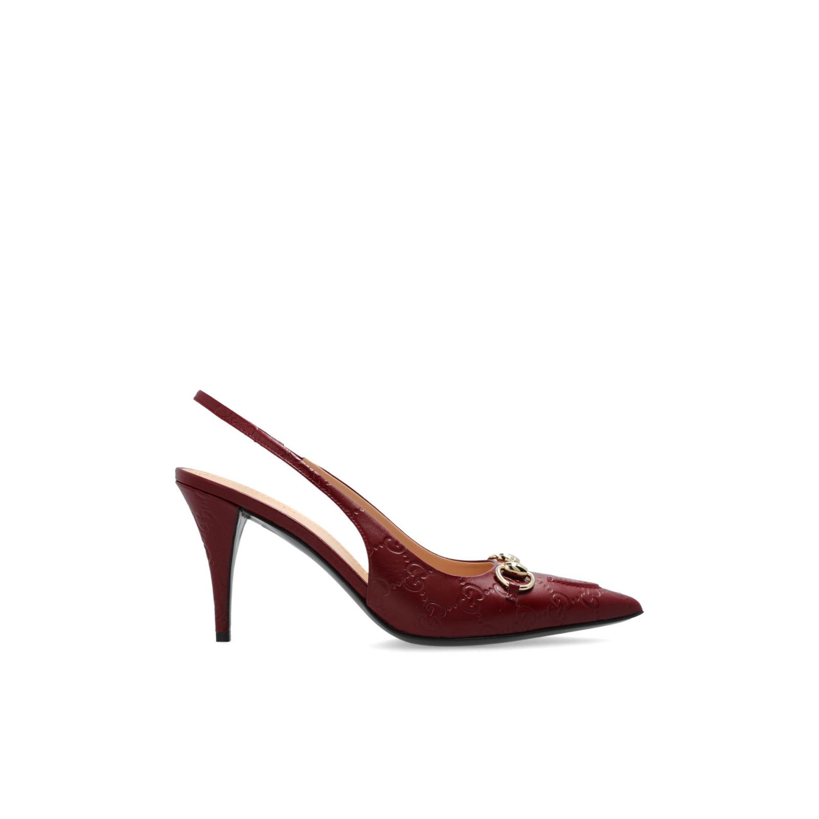 GUCCI Erin Rosso Ancora Red GG Leather Slingback Pumps New &