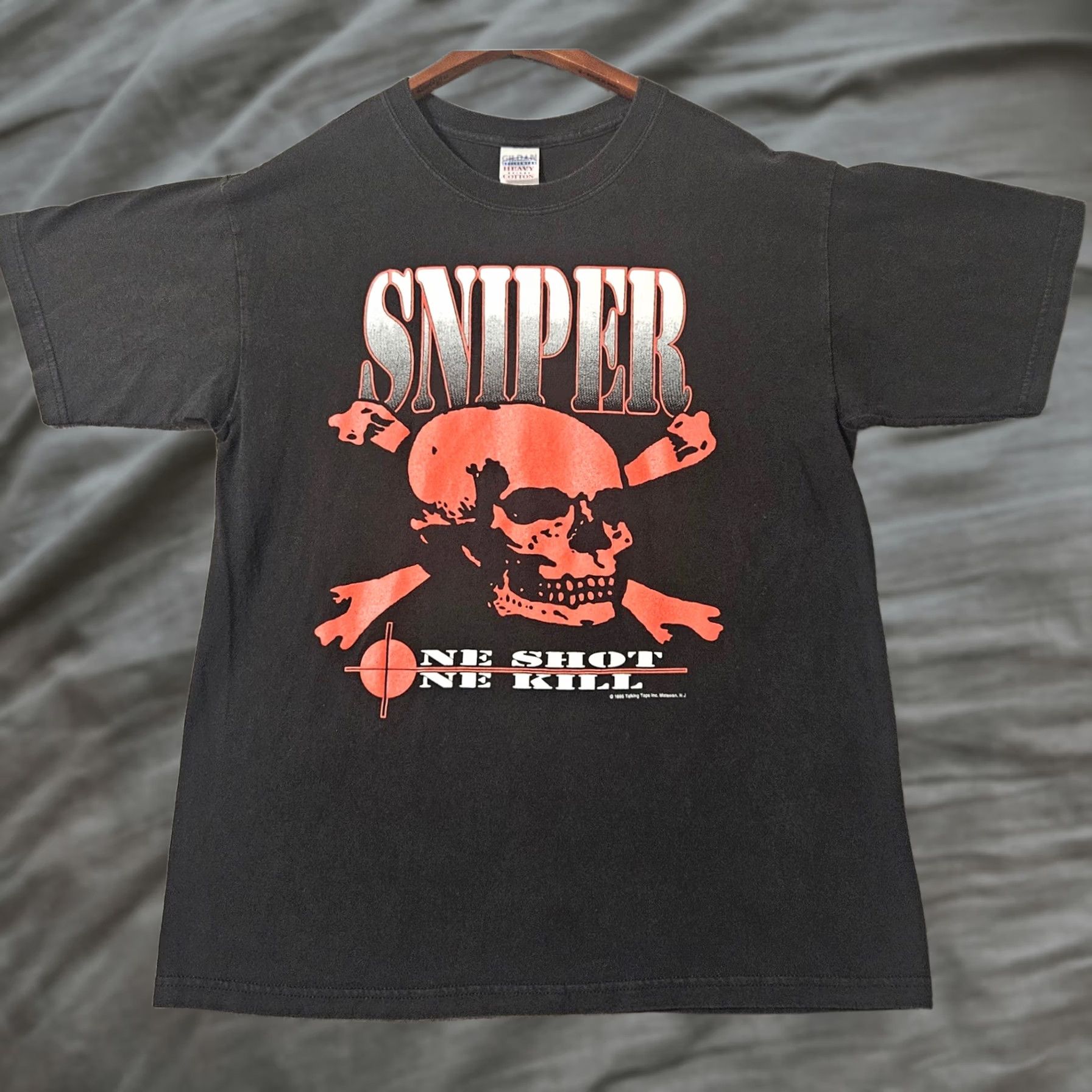 Gildan Vintage 1995 One Short One Kill Sniper T Shirt Talking Top Mens Size Large Black Gildan Shirt Size US L / EU 52-54 / 3 - 1 Thumbnail