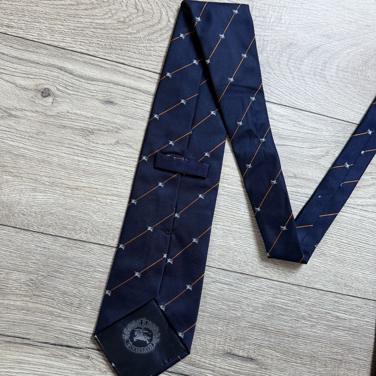 Burberry Vintage Burberry Silk Neck Ties Navy Nova Check Monogram Size ONE SIZE - 7 Thumbnail