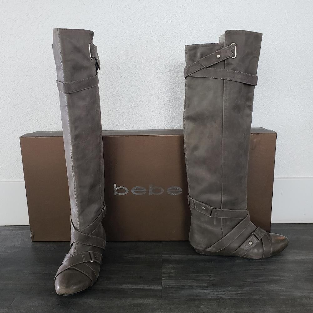 Bebe Grey | BEBE | Dana Strapped Tall Boot Size US 7 / IT 37 - 1 Thumbnail