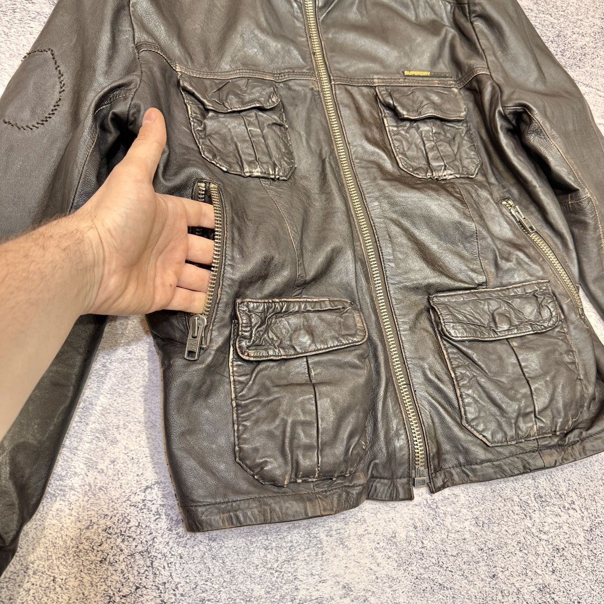 Superdry Superdry Brad Leather Jacket Dark Brown L size Size US L / EU 52-54 / 3 - 4 Thumbnail