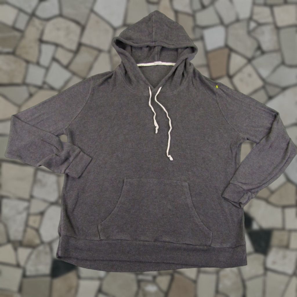 Vintage VINTAGE John Galt Hoodie Sweater Womens One Size Gray Pullover Knit Cotton Blend Pockets Hooded Stretch Size ONE SIZE - 1 Thumbnail