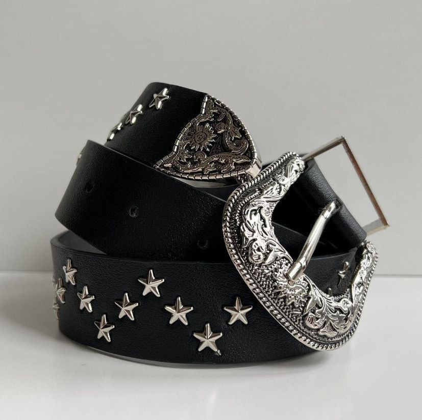 Jewelry Vintage black American western cowboy boho star-studded belt Size ONE SIZE - 3 Thumbnail