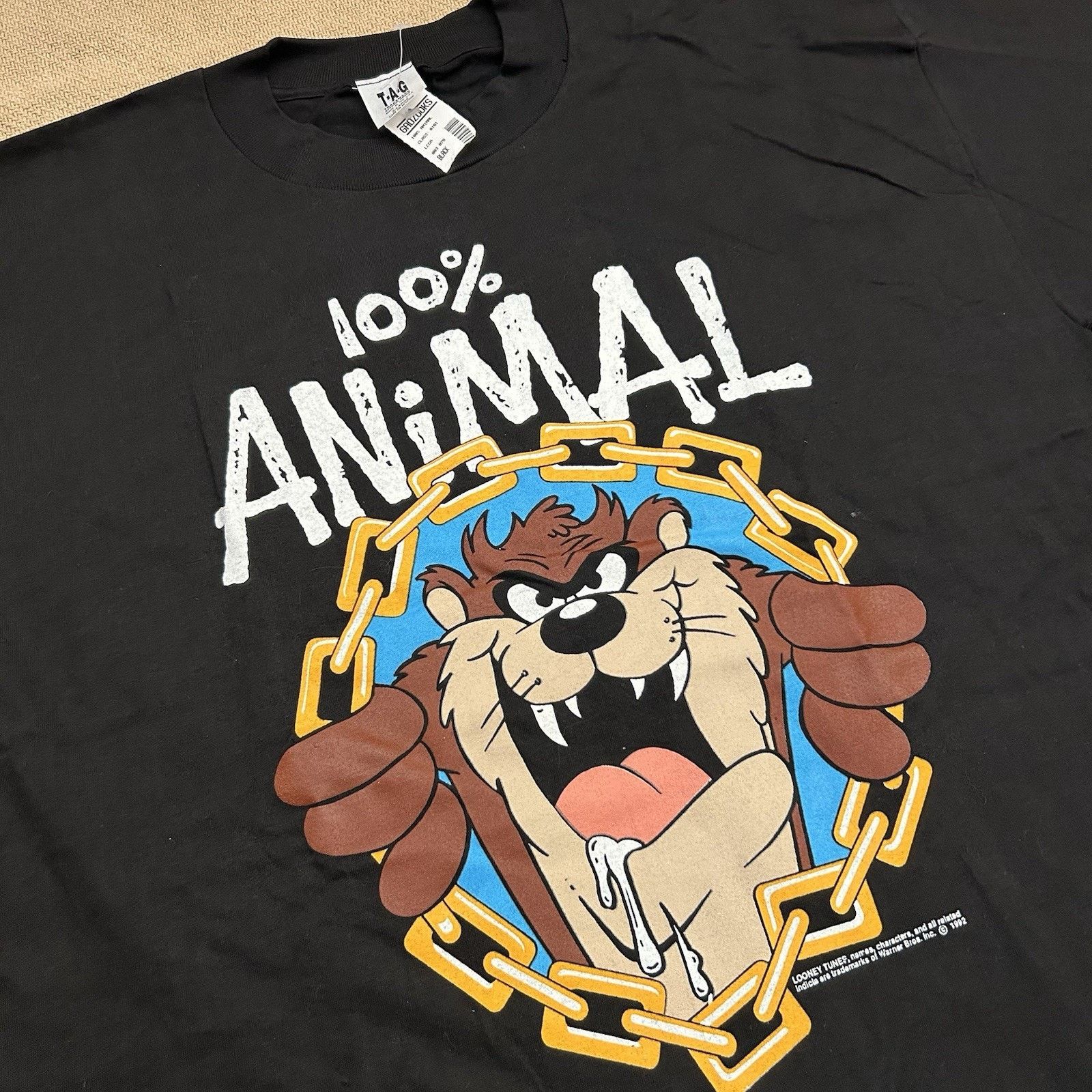 Vintage NEW 1992 Taz 100% Animal Tazmanian Devil Looney Tunes Shirt Size US XL / EU 56 / 4 - 2 Thumbnail