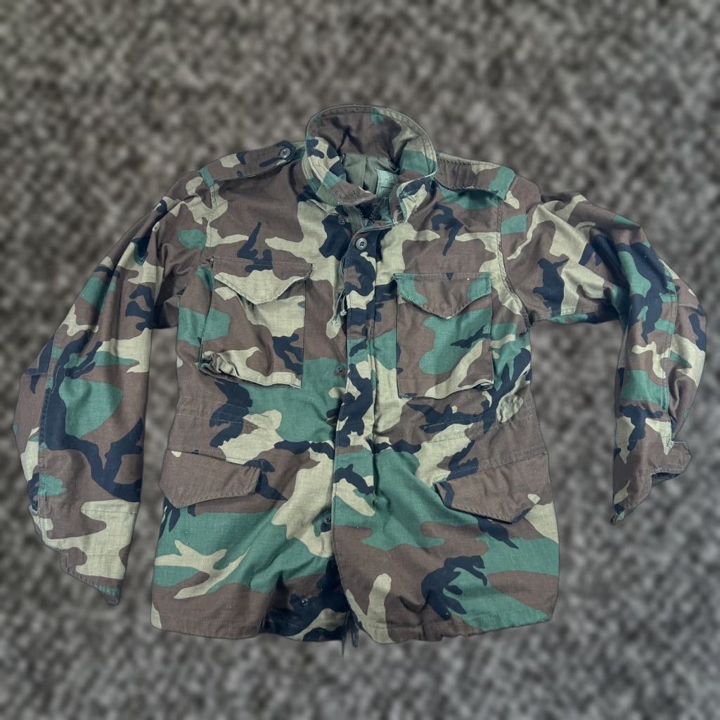 VINTAGE Alpha Industries Field Jacket Coat M65 Woodland Camo Medium Reg Military